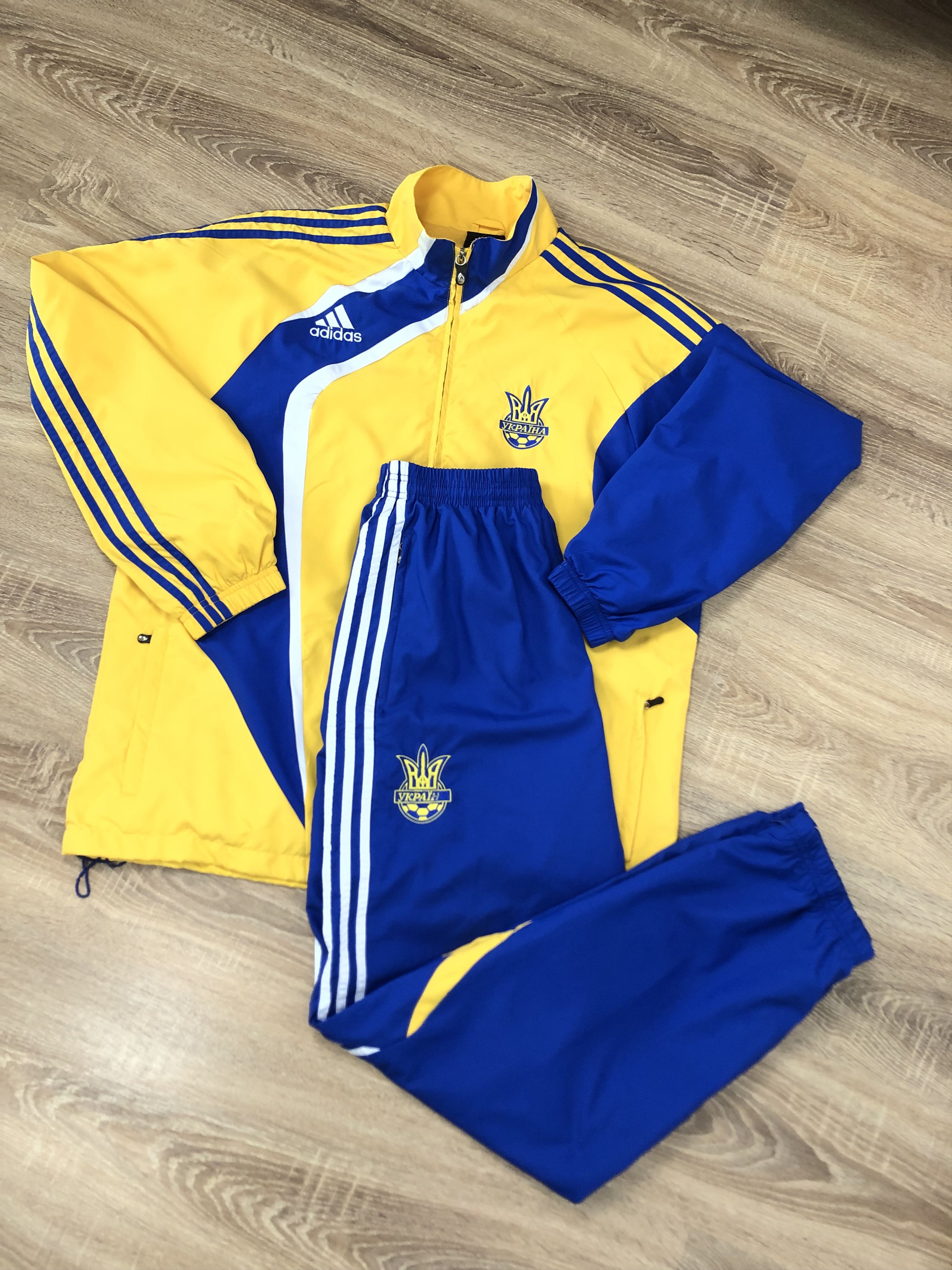 image of Vintage Ukraine Football National Suit Jacket Pants Soccer, Men's (Size 2XL)