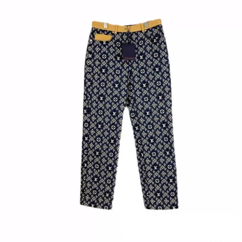 Louis Vuitton Louis Vuitton Dark blue logo sheepskin paneled pants 2505-N Size US 36 / EU 52 - 1 Thumbnail
