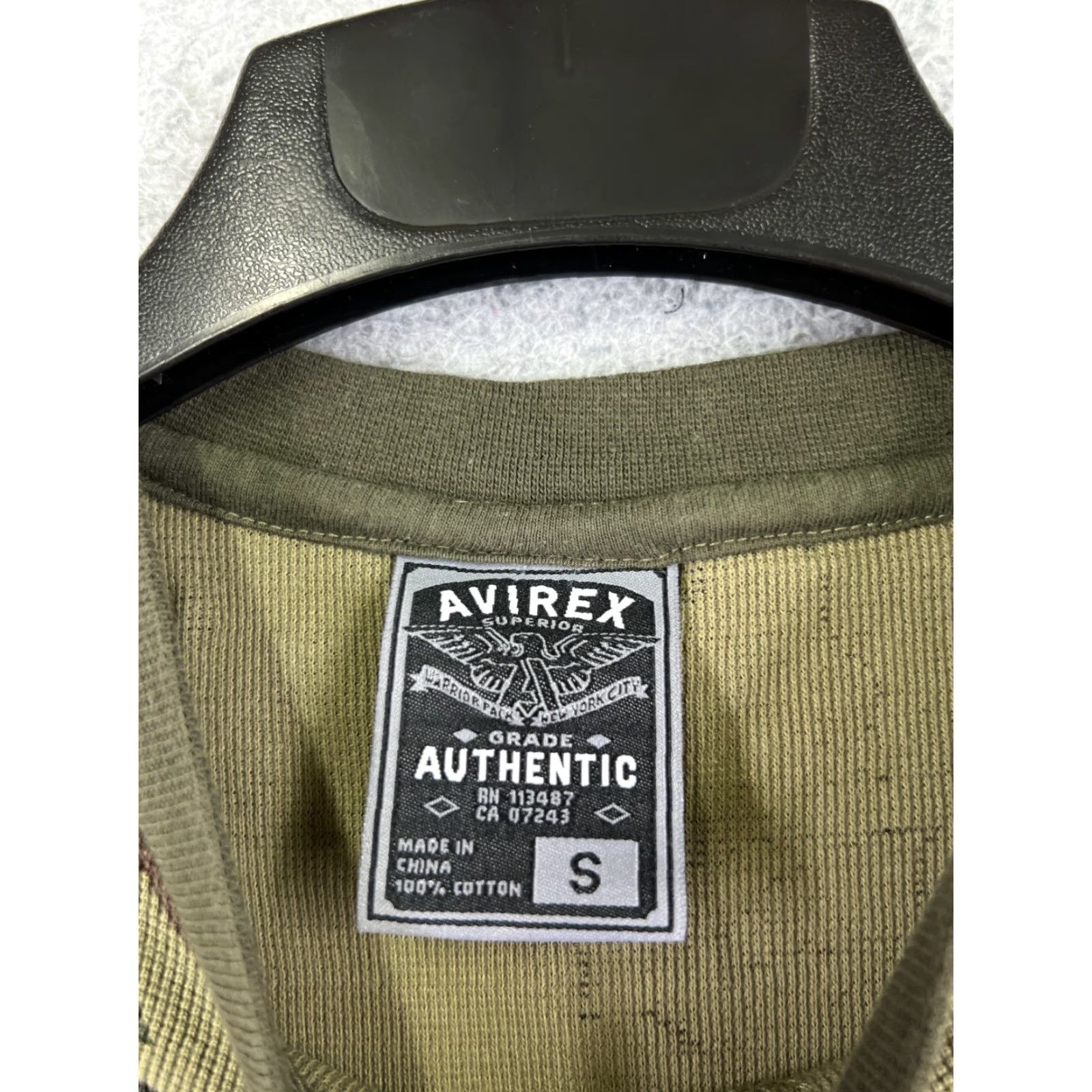 Avirex Avirex Shirt Adult S Green Brown Woodland Camo Waffle Knit Thermal Cotton Crew Neck Embroidered Logo Vintage Mens T-Shirt Long Sleeve Size US S / EU 44-46 / 1 - 7 Thumbnail