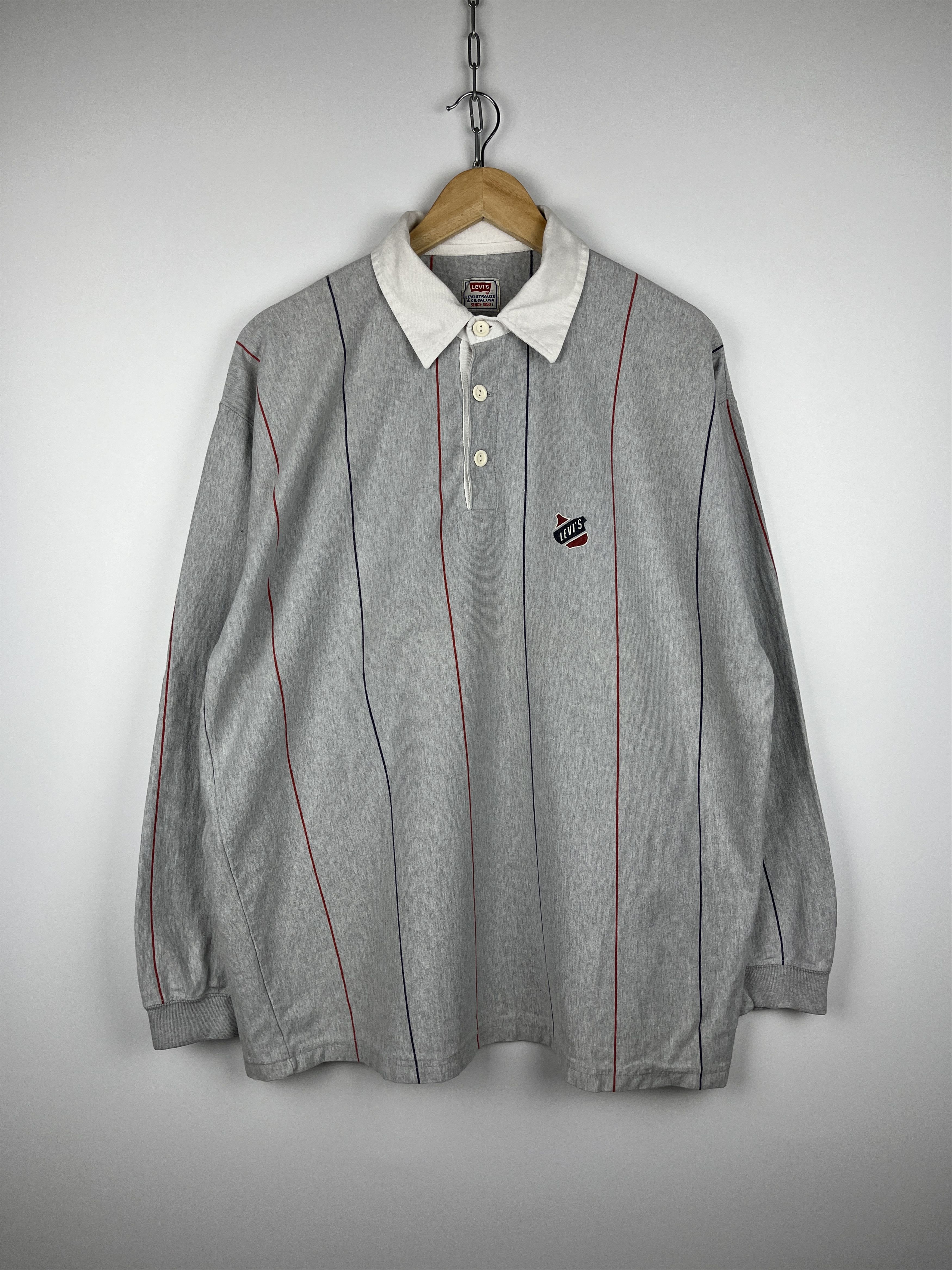 Levi's × Vintage 90's Levi's Vintage Rugby Polo Shirt Striped Long Sleeve Size US L / EU 52-54 / 3 - 2 Thumbnail