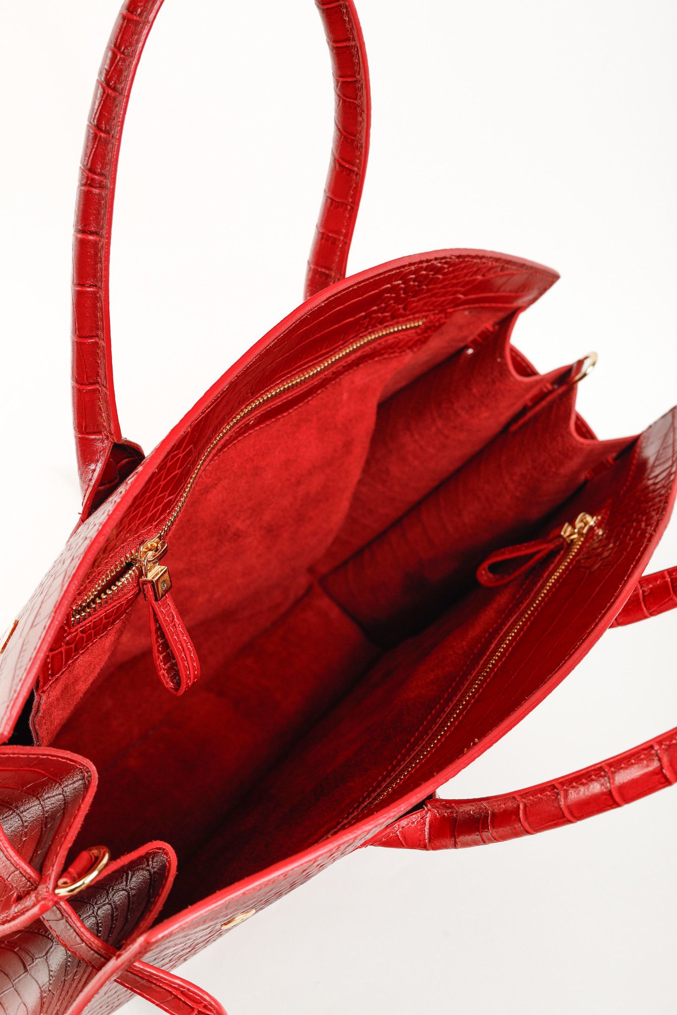 Designer Teddy Blake Kate Red Croco Embossed Leather Handbag Size ONE SIZE - 10 Thumbnail