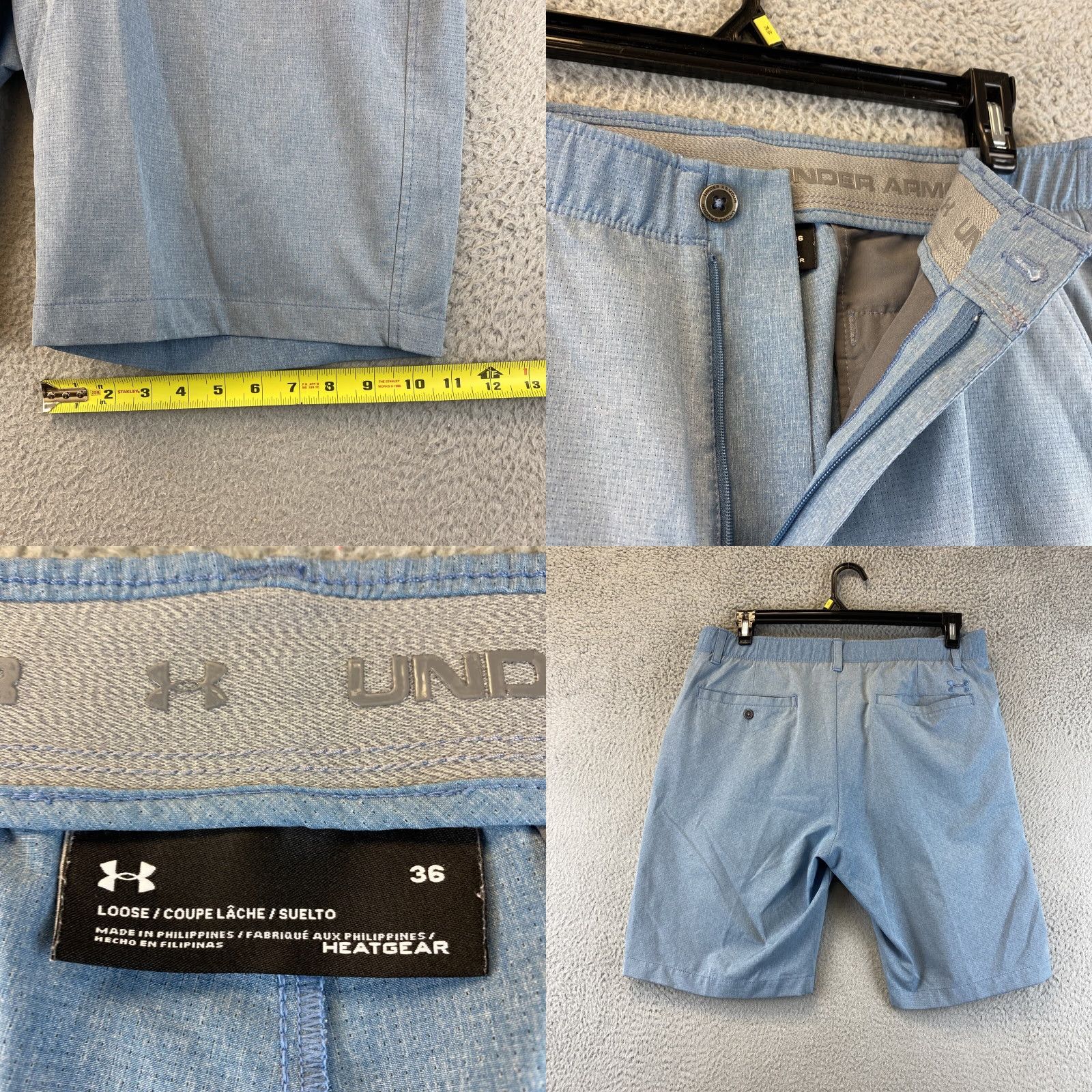 Under Armour Under Armour Shorts Mens 36 Blue Casual Golf Chino Shorts UA 48-39 Regular Waist Inseam 10 in Sliding Slash Pockets Size US 36 / EU 52 - 8 Thumbnail