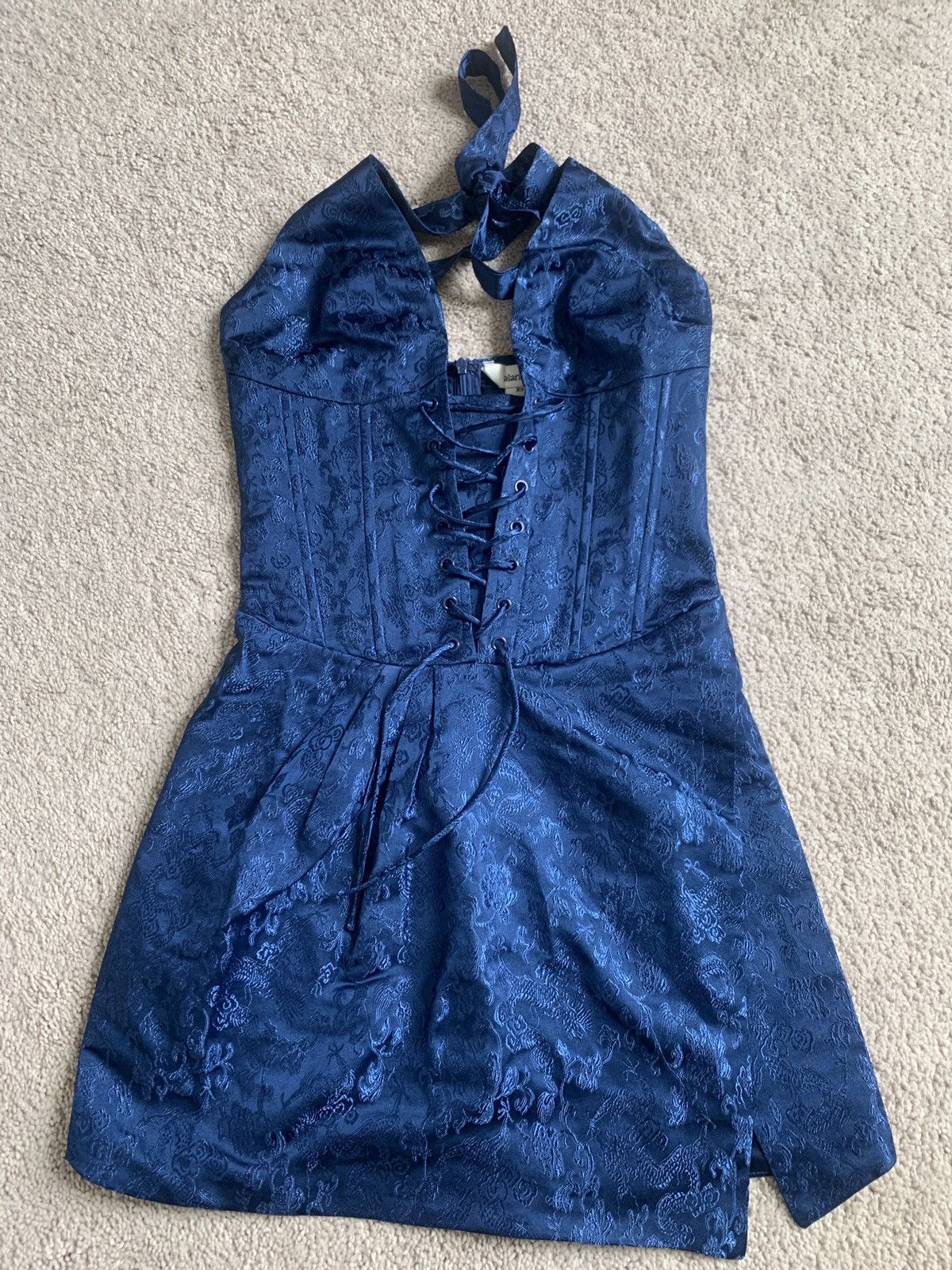 Other Deep V Neckline Corset Halter Mini Dress | Blue - XS Size XS / US 0-2 / IT 36-38 - 9 Thumbnail