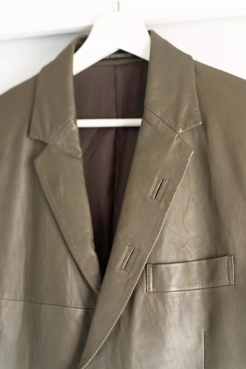 Yohji Yamamoto Yohji Yamamoto Yohji Yamamoto Olive Green Leather Blazer Size US S / EU 44-46 / 1 - 3 Thumbnail