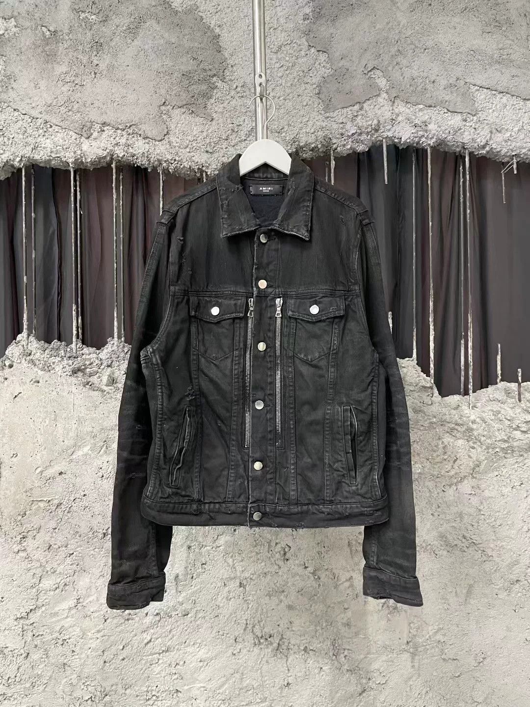 Amiri Amiri MX2 Washed Black Multi-Zip Denim Jacket Size US M / EU 48-50 / 2 - 1 Thumbnail