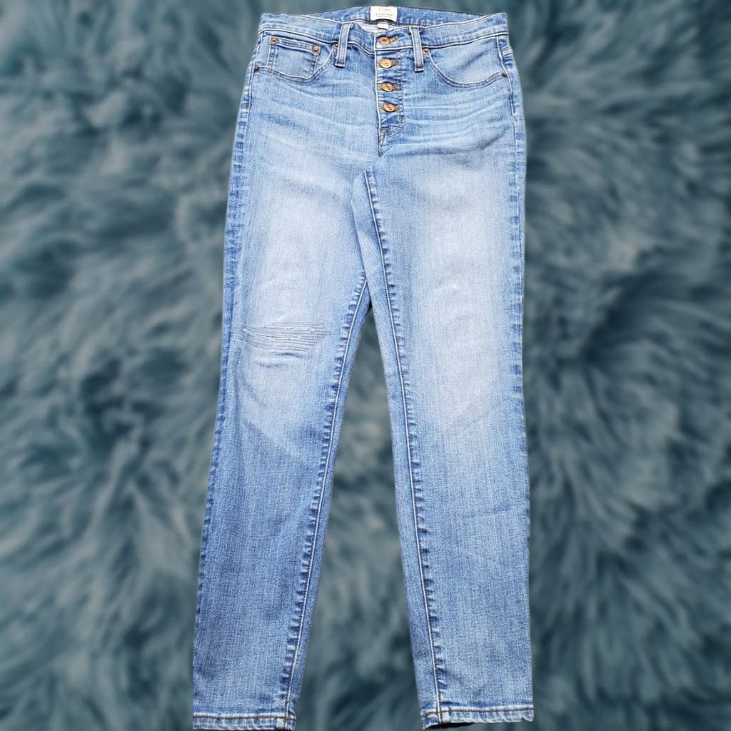 J.Crew J.Crew Jeans Womens 29 Blue Denim High-Rise Toothpick Skinny Jeans Button Fly Size 29" - 1 Thumbnail