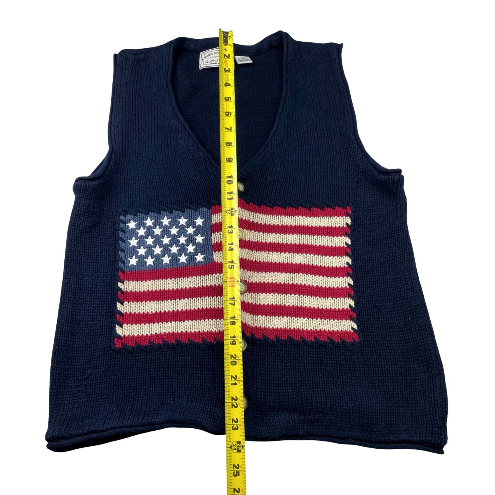 American Eagle Outfitters VINTAGE American Eagle Outfitters Vest Sweater Men's Small Navy USA Flag Button Size US L / EU 52-54 / 3 - 6 Thumbnail