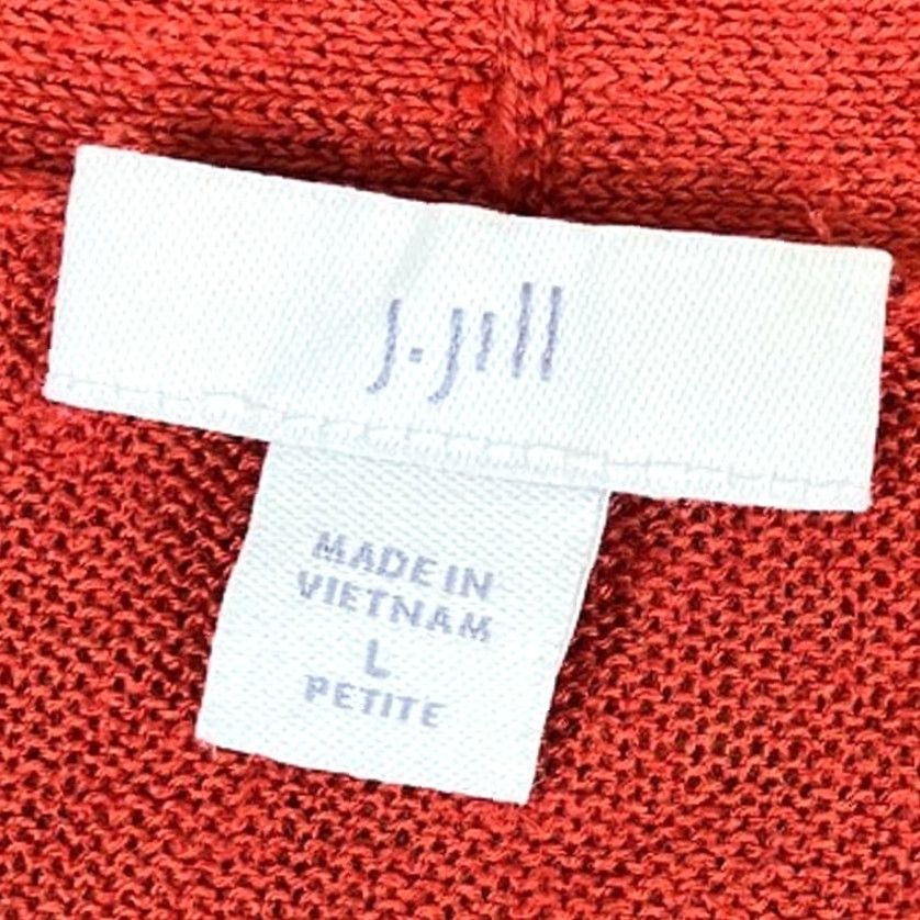 Vintage J Jill Womens Cardigan Orange Linen Blend Open Front Lightweight Knit Petite Long Sleeve Lightweight Cardigan Womens Size L / US 10 / IT 46 - 6 Thumbnail