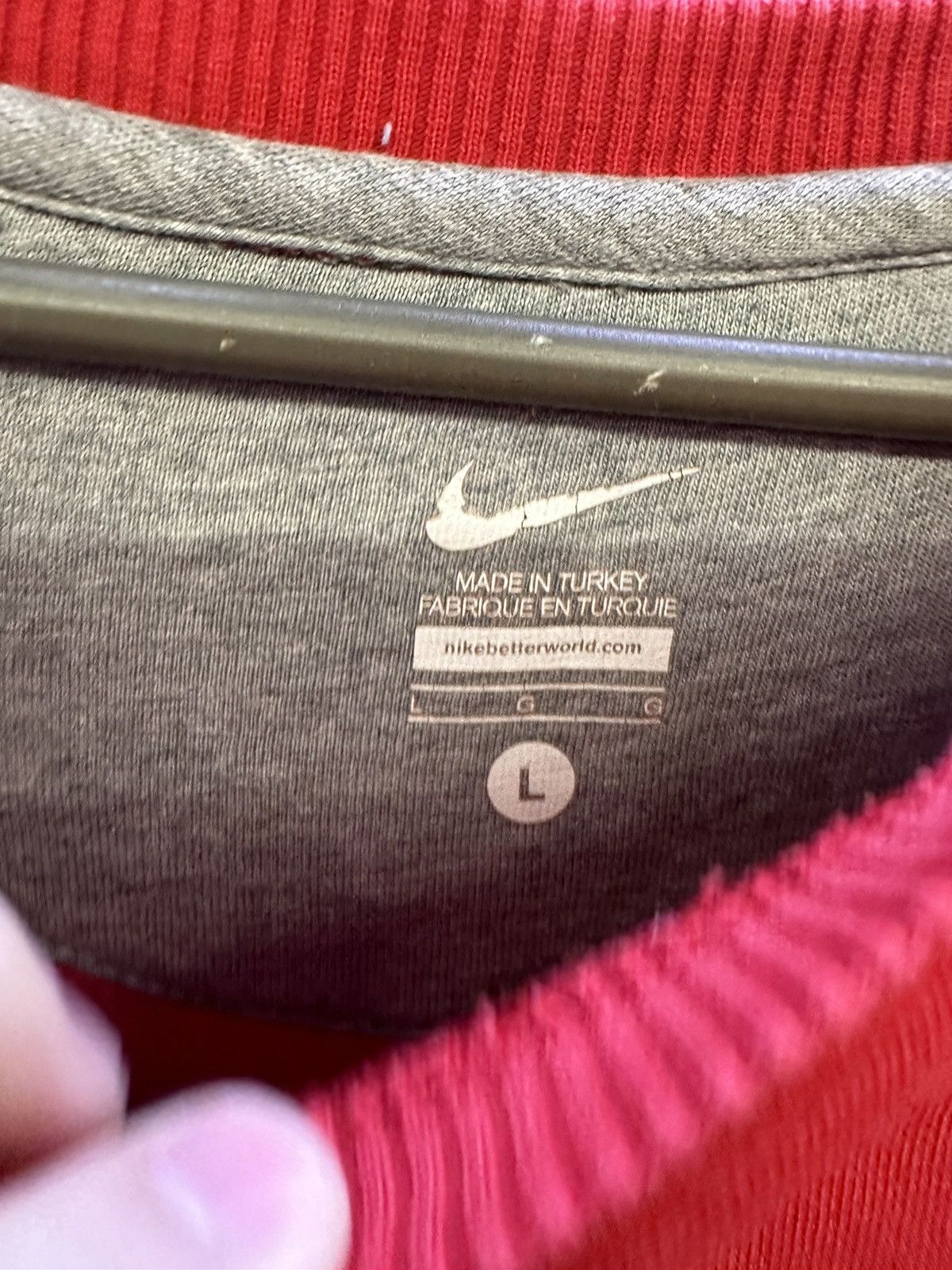 Nike × Vintage Vintage Nike sweatshirt red logo size L Size US L / EU 52-54 / 3 - 5 Thumbnail
