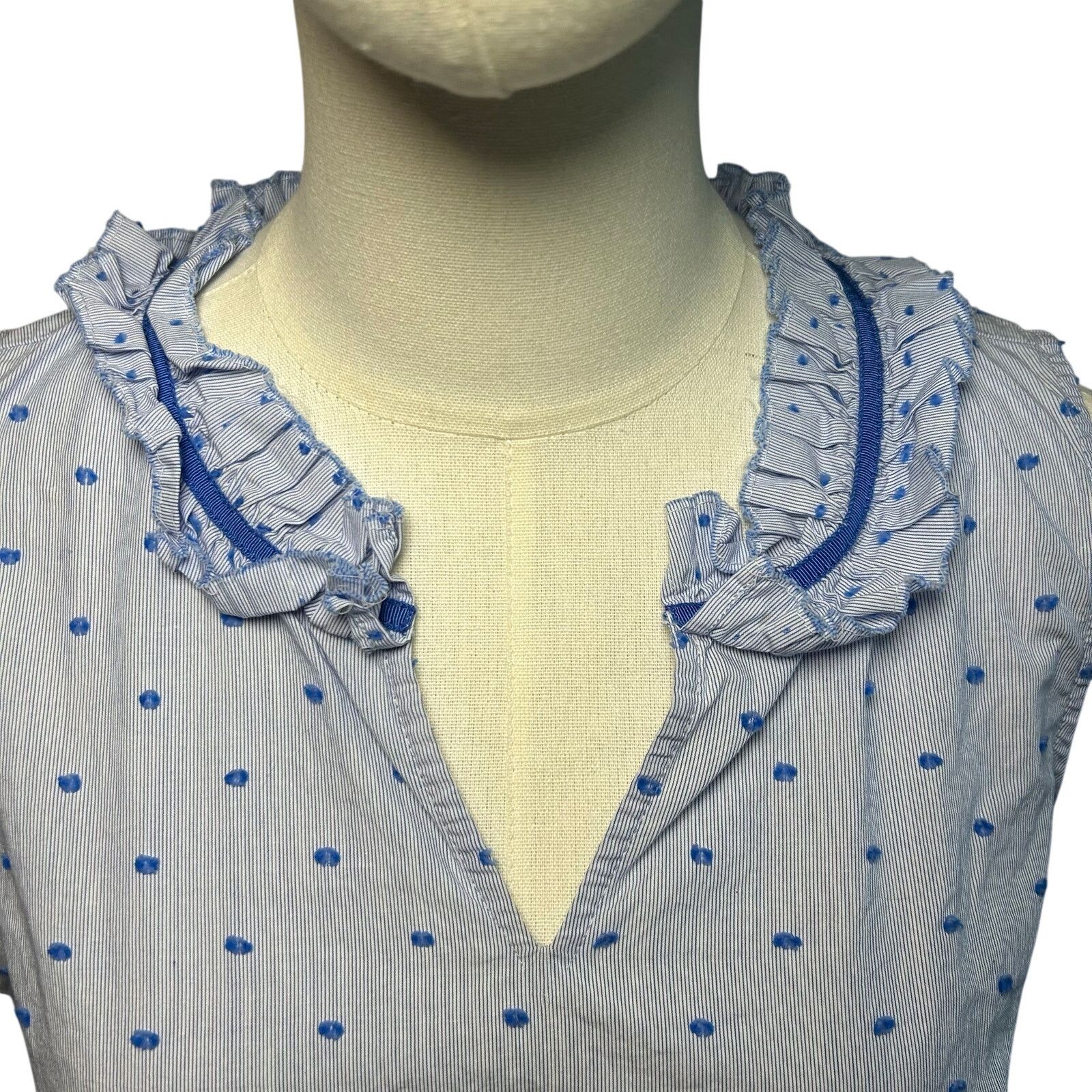 Talbots Talbots Blue Polka Dot Ruffle Collar Tank Top Medium Petite Size M / US 6-8 / IT 42-44 - 10 Thumbnail