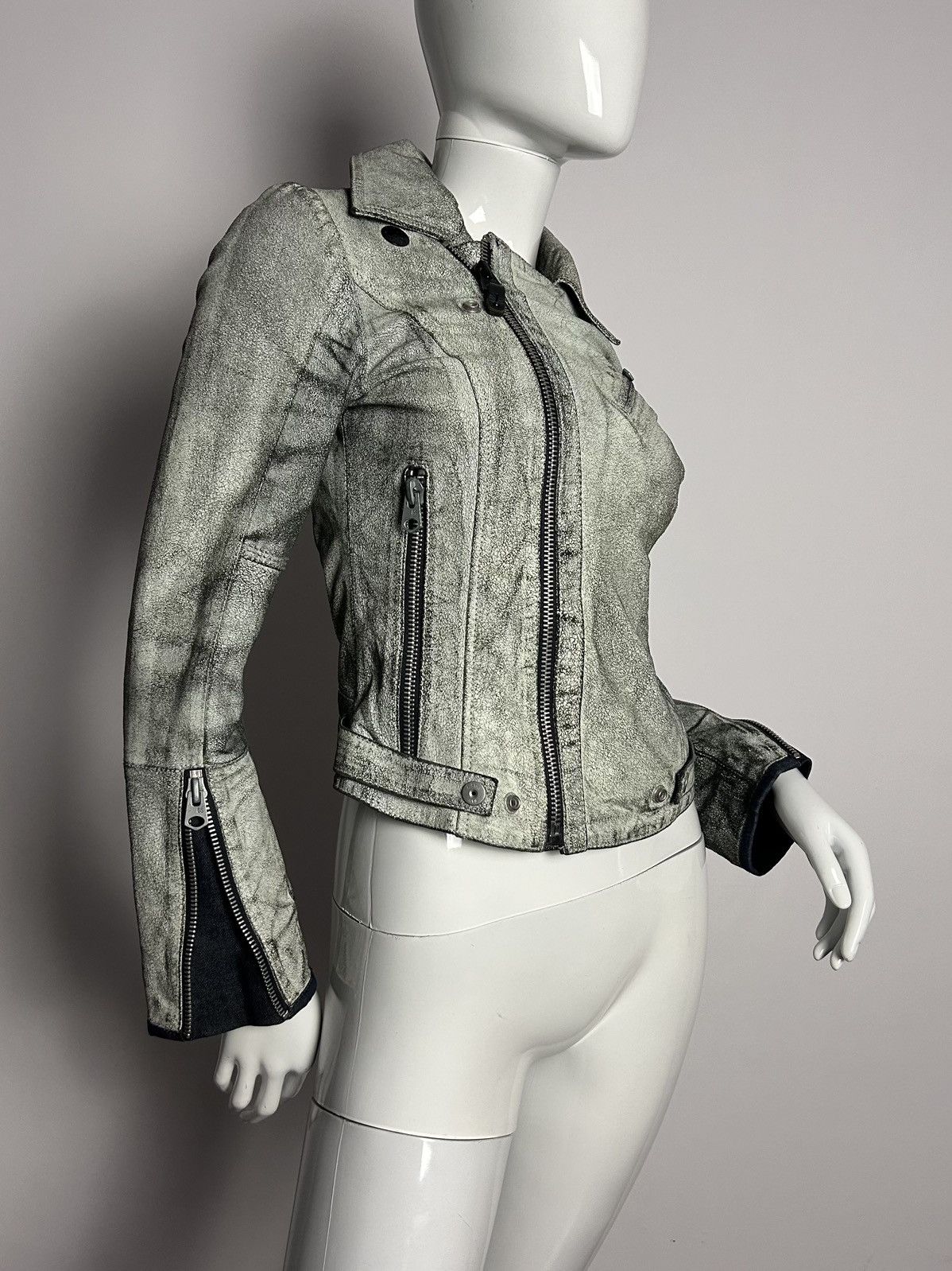 Other Designed crackle texture leather biker asymmetric jacket Size S / US 4 / IT 40 - 6 Thumbnail