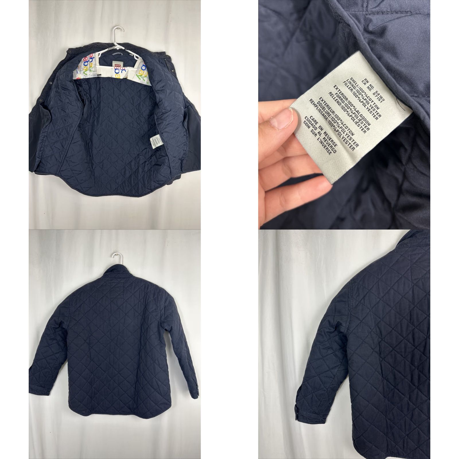 Levi's VINTAGE Levi’s Womens XL Full Zip Snap Jacket Navy Blue Quilted Cotton Size XL / US 12-14 / IT 48-50 - 9 Thumbnail
