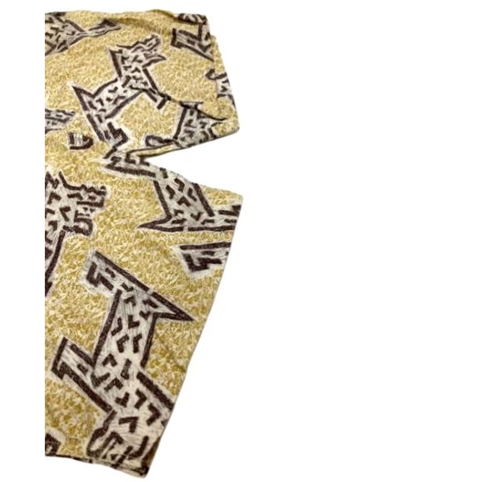 Issey Miyake ISSEY MIYAKE RAYON PATTERNED SHORT SLEEVE SHIRT MEN SIZE M BEIGE x BROWN USED Size US M / EU 48-50 / 2 - 5 Thumbnail
