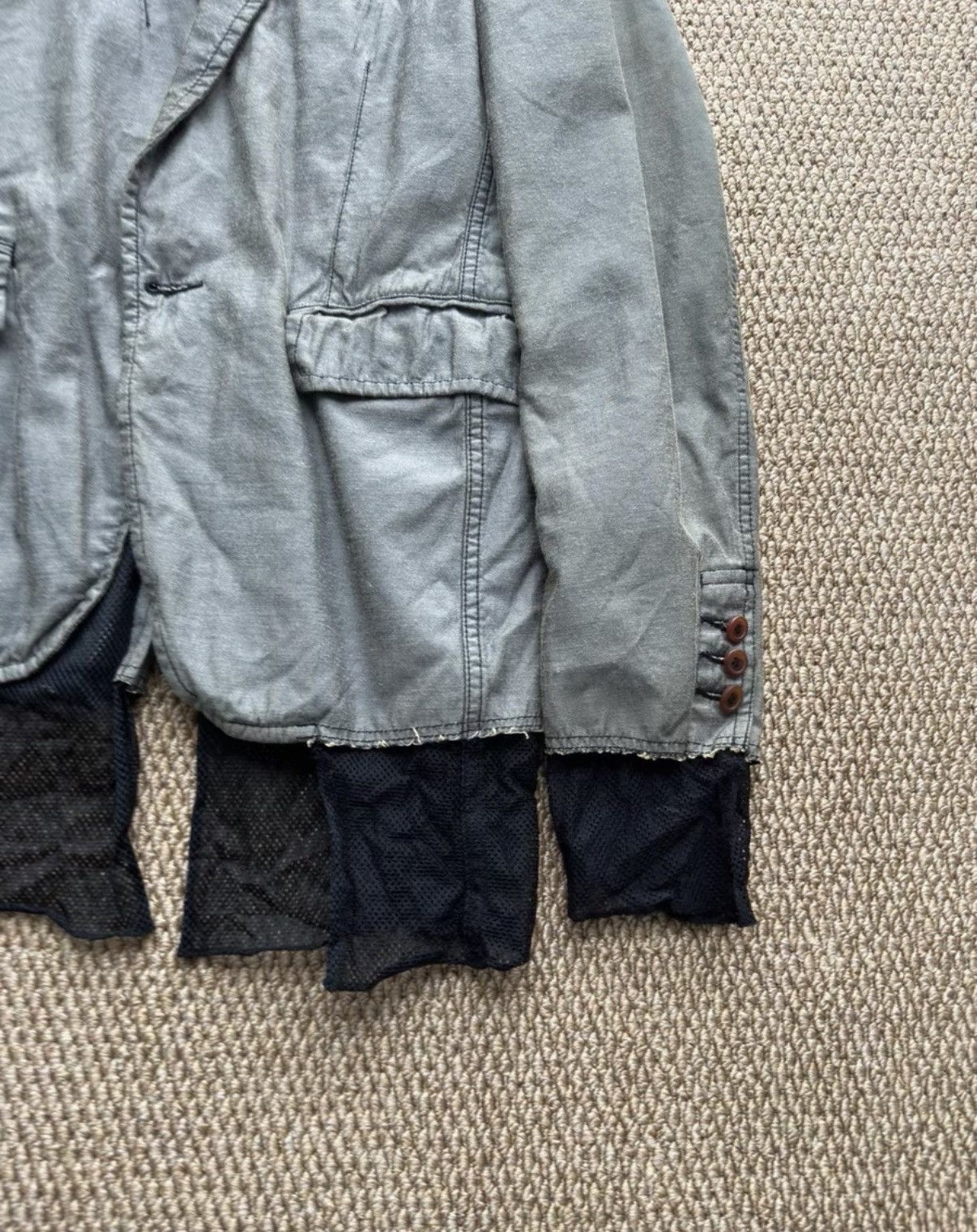 Comme des Garcons COMME des GARÇONS Grey Distressed Mesh Panel Jacket K23 Size US XS / EU 42 / 0 - 2 Thumbnail