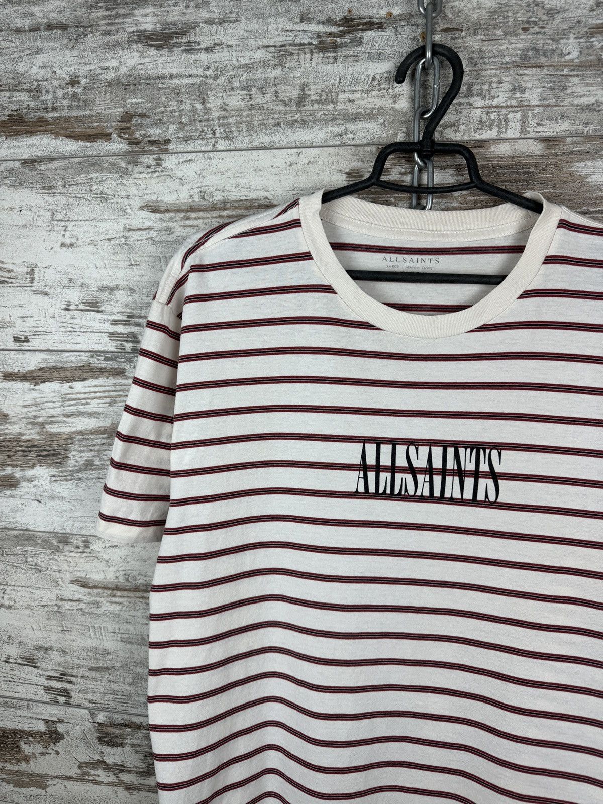 Allsaints × Japanese Brand Mens AllSaints T-shirt big logo stripes center logo tee Size US L / EU 52-54 / 3 - 3 Thumbnail