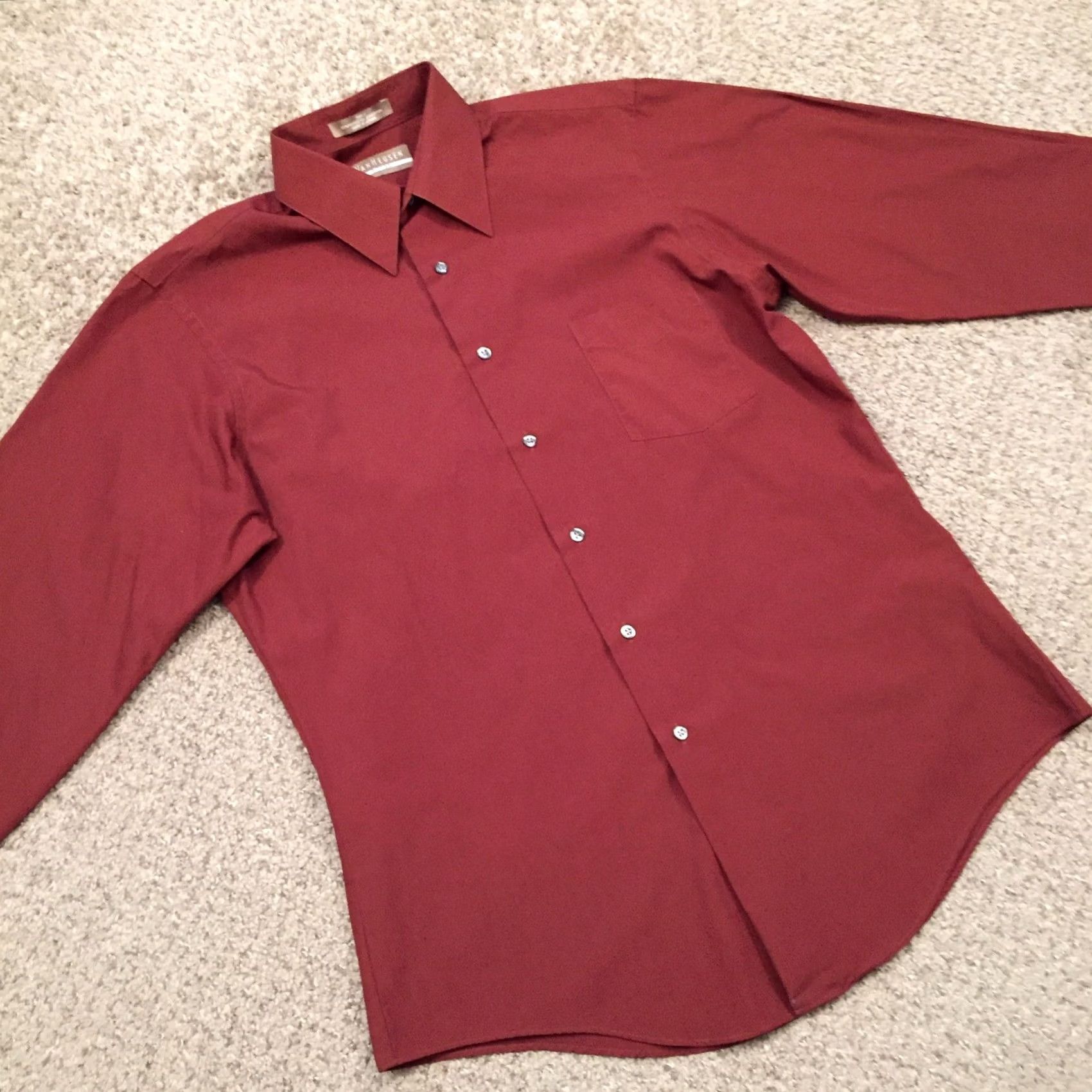 Van Heusen Van Heusen Shirt Mens Large Dark Orange Long Sleeve Button-Up Fitted Poplin Size US L / EU 52-54 / 3 - 5 Thumbnail