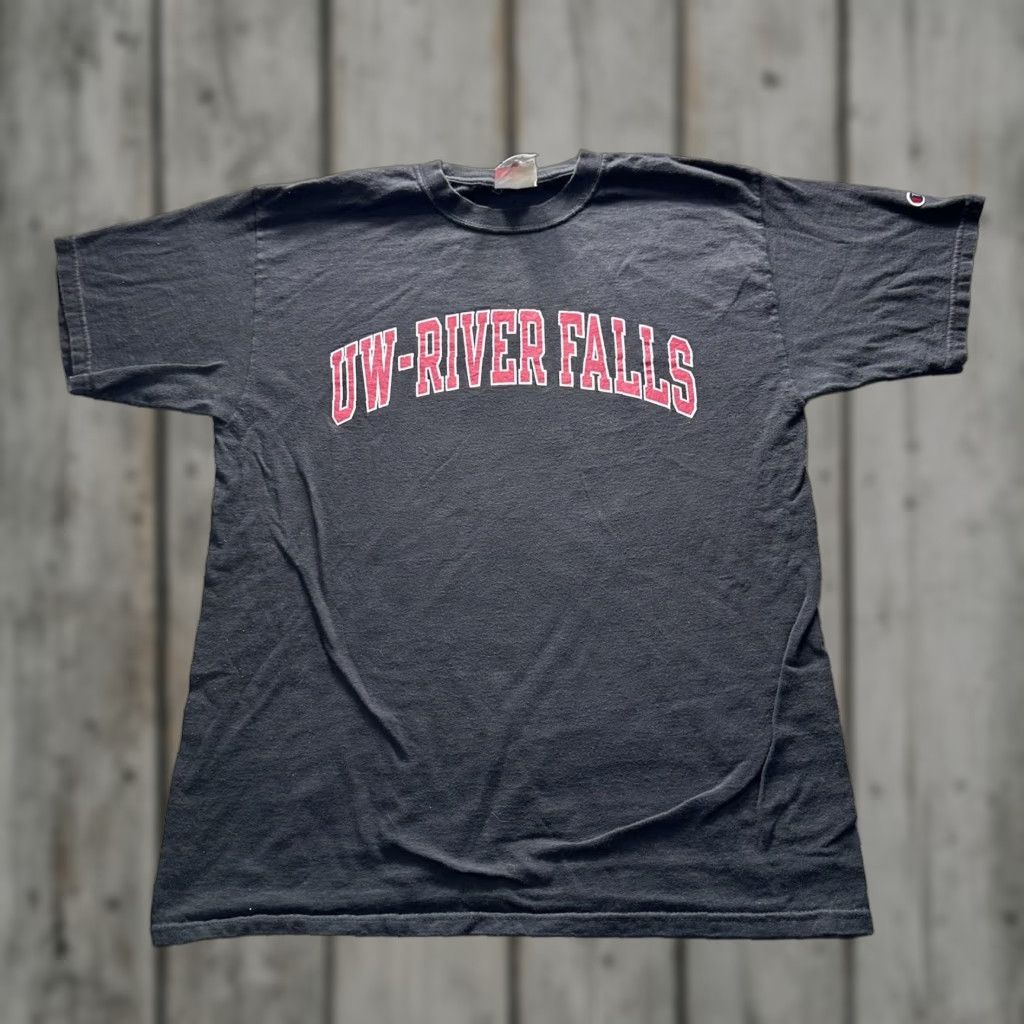 Champion Vintage Champion Shirt Mens Large Black UW-River Falls Graphic College Tee 90s Size US L / EU 52-54 / 3 - 1 Thumbnail