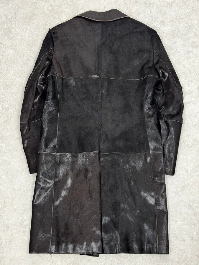 Vintage 2000s Italian Black Leather Pony Hair Long Jacket Size US M / EU 48-50 / 2 - 4 Thumbnail