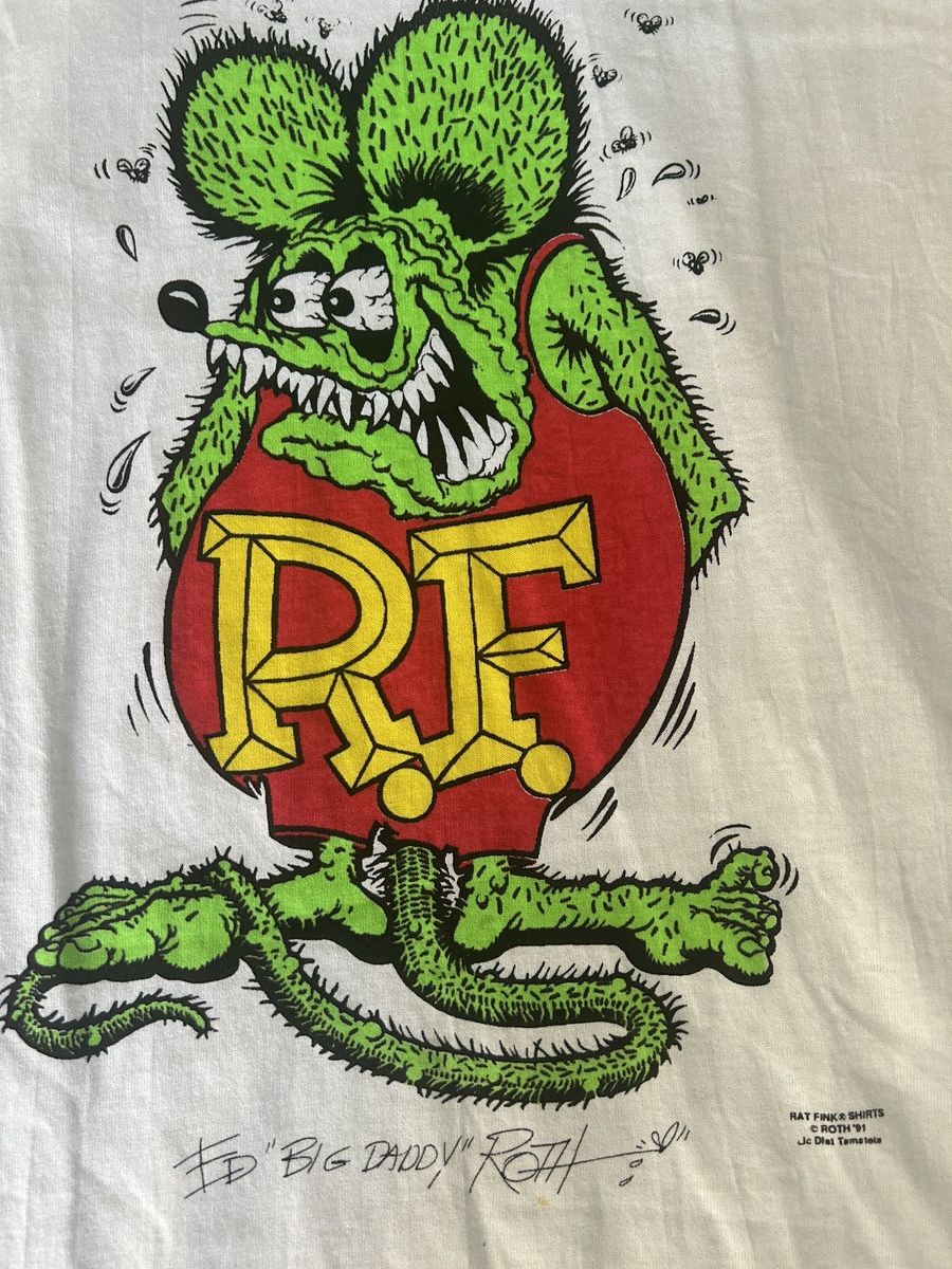 Vintage *RARE* VINTAGE 1991 RAT FINK WHITE GRAPHIC LOGO TEE SZ L Size US L / EU 52-54 / 3 - 2 Thumbnail