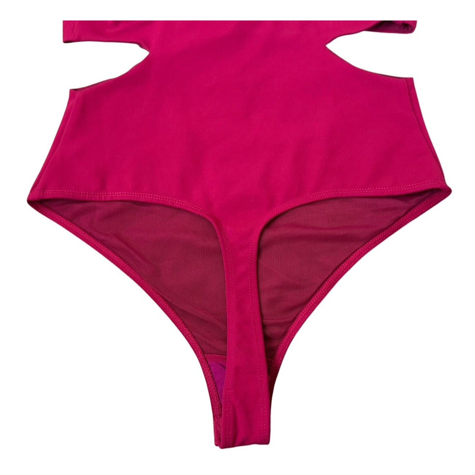 Free People INTIMATELY FP Love Triangle Cut Out Bodysuit Cha Cha Cherry Size S / US 4 / IT 40 - 7 Thumbnail