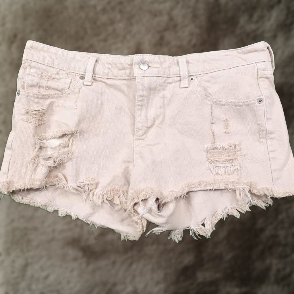Lucky Brand Lucky Brand Women's Shorts Size 8 Beige Denim Cut-Off Frayed Hem Casual Summer Size 30" / US 8 / IT 44 - 1 Thumbnail