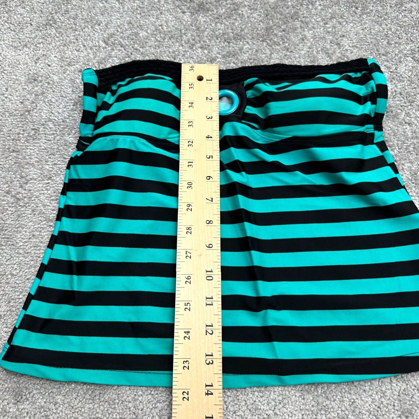 Vintage Island Escape Tankini Top Womens 6 Black Green Striped Padded Strapless Bandeau Swimsuit Size M / US 6-8 / IT 42-44 - 7 Thumbnail