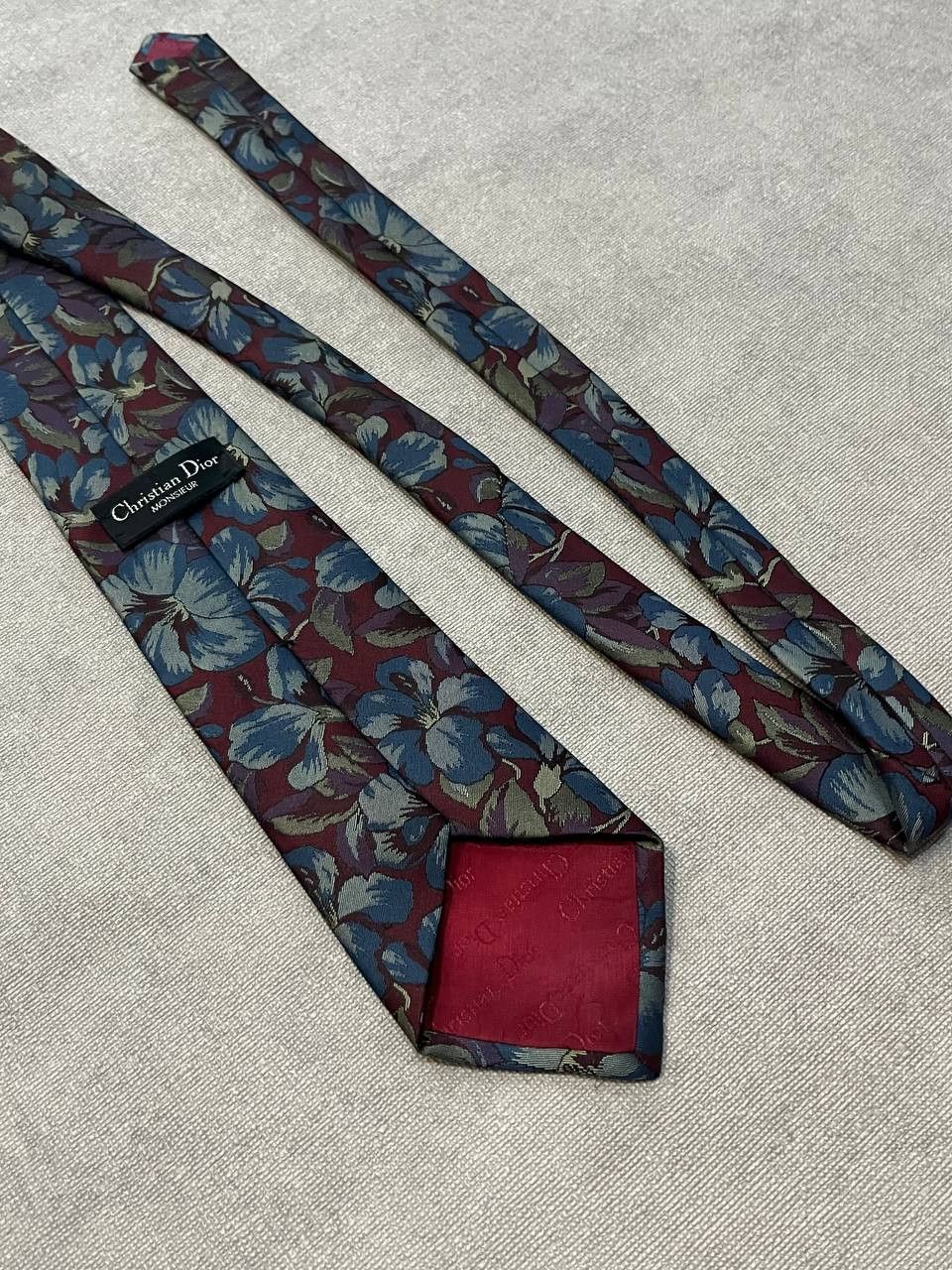 Christian Dior Monsieur Christian Dior Monsieur Flowers Red / Blue Silk Tie Size ONE SIZE - 5 Thumbnail
