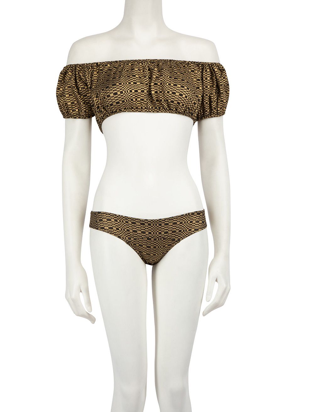 image of Lisa Marie Fernandez Gold Ruffle Accent Bikini Set, Women's (Size XS)