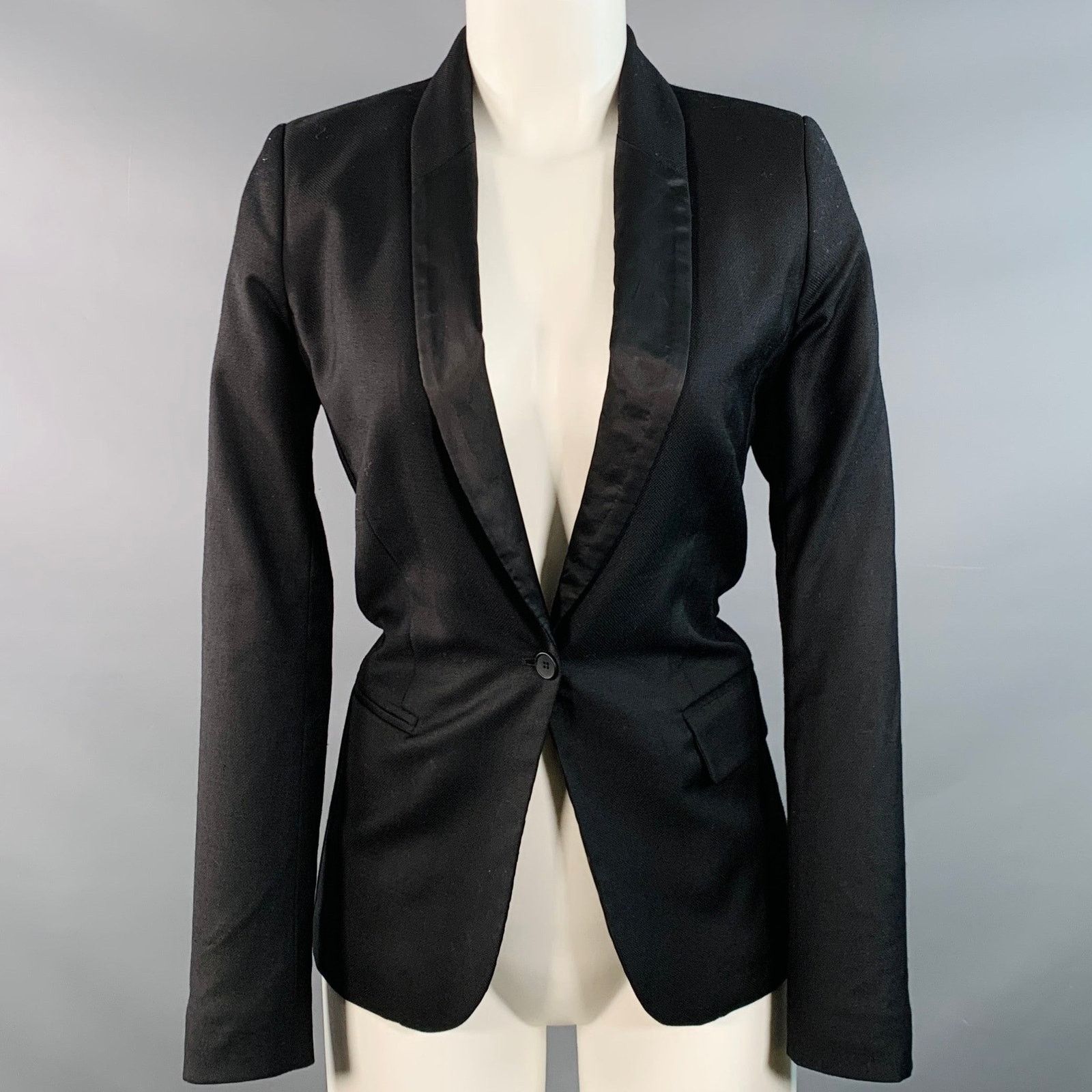 Maison Margiela 2 Black Wool Shawl Collar Jacket Blazer Size XS / US 0-2 / IT 36-38 - 1 Thumbnail