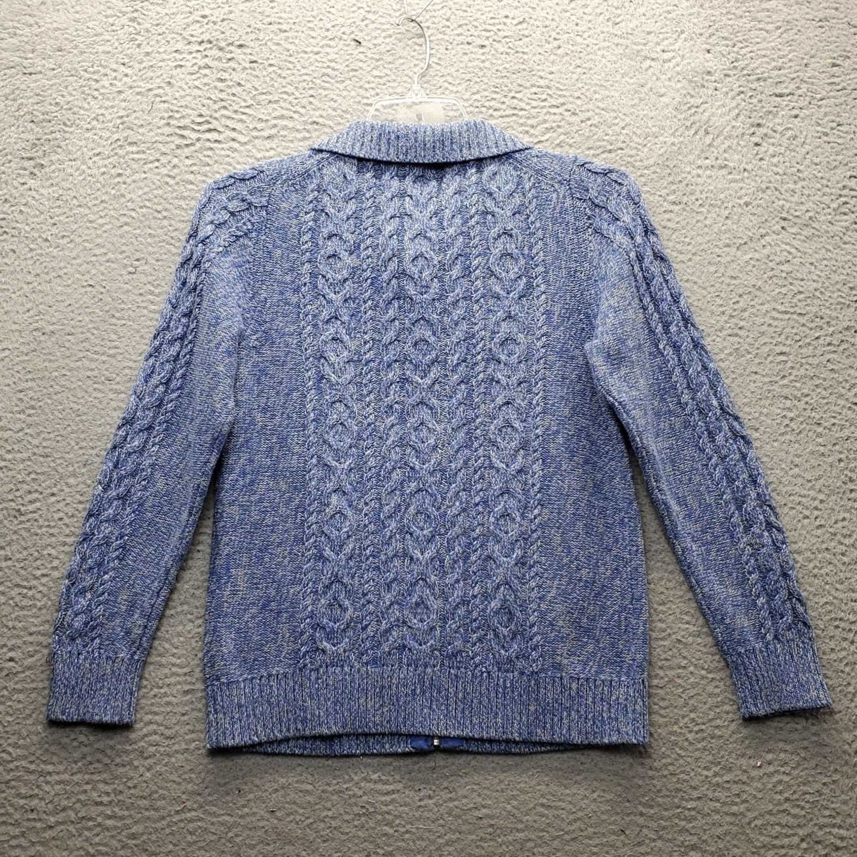 Vintage L.L. Bean Sweater Mens M Blue Fisherman Chunky Cable Knit Classic Full Zip Size US M / EU 48-50 / 2 - 2 Thumbnail