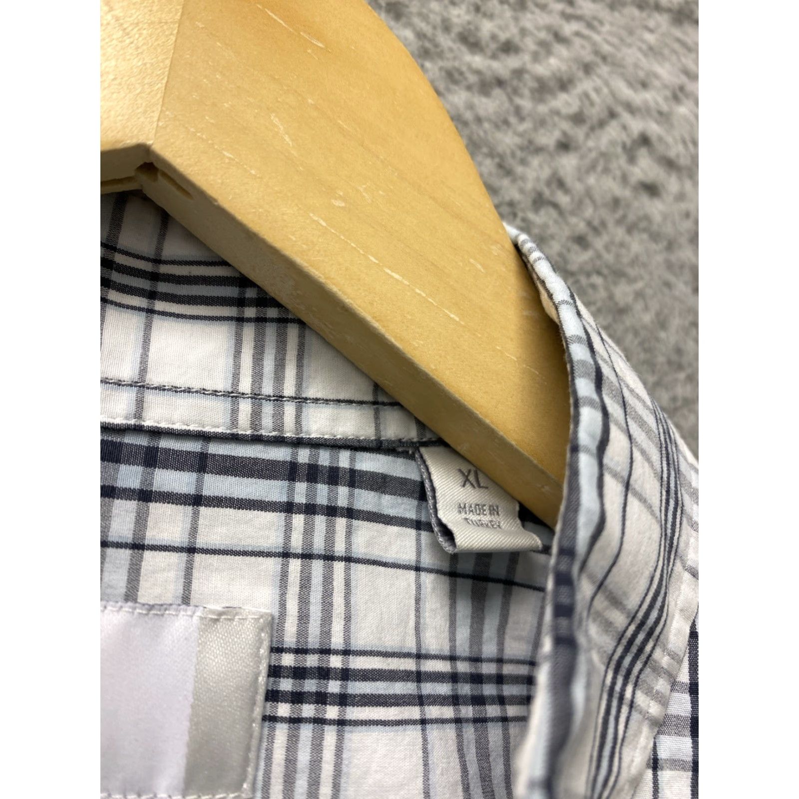 Nordstrom VINTAGE Nordstrom Dress Shirt Men XL Long Sleeve Gray Slim Fit Check Non-Iron Button-Down Collar Shirt Size 46R - 6 Thumbnail