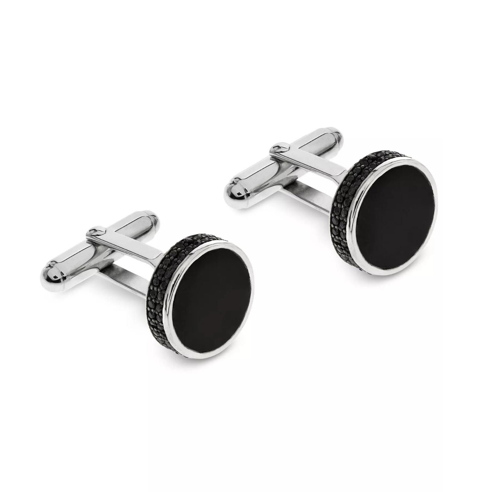 Other Sutton by Rhona Sutton Mother of Pearl & Black CZ Cufflinks Size ONE SIZE - 1 Thumbnail