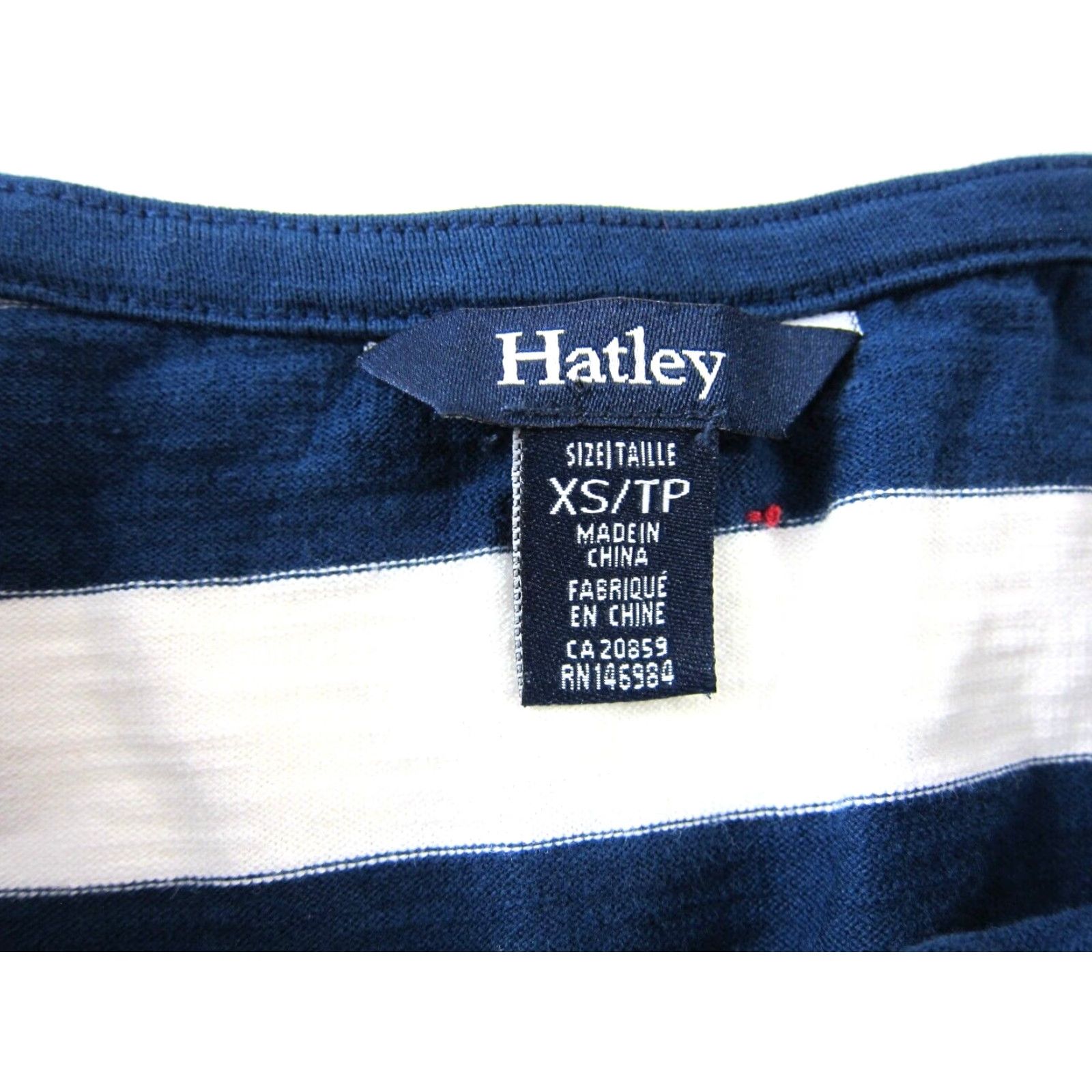 Vintage Hatley Navy Blue White Stripe Cotton Stretch Long Sleeve Midi Shirt Dress XS Size XS / US 0-2 / IT 36-38 - 3 Thumbnail