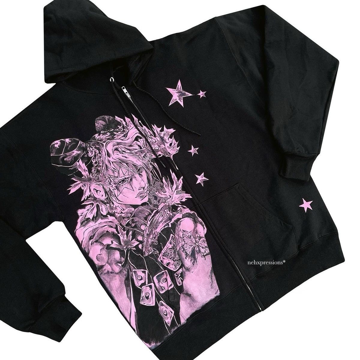 Hanes JOLYNE KUJO Custom Zipup Hood, painted with speedball ink Size US L / EU 52-54 / 3 - 7 Thumbnail