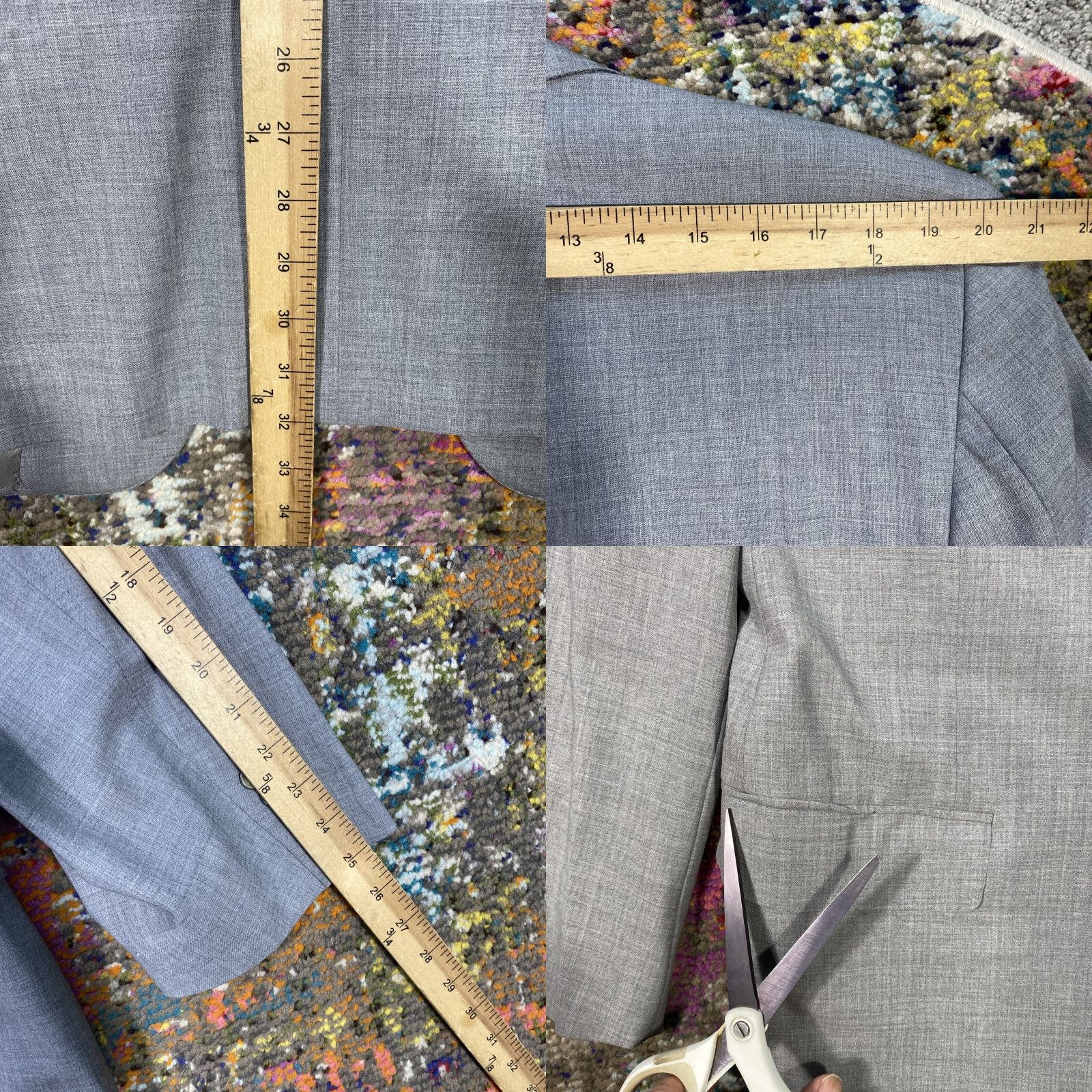 Canali Canali Wool Suit Coat Jacket Men 46 Gray 100% Wool Two-Button Notch Lapel Regular Double-Breasted Solid Italy Vintage No N/A N/A Size 46R - 8 Thumbnail