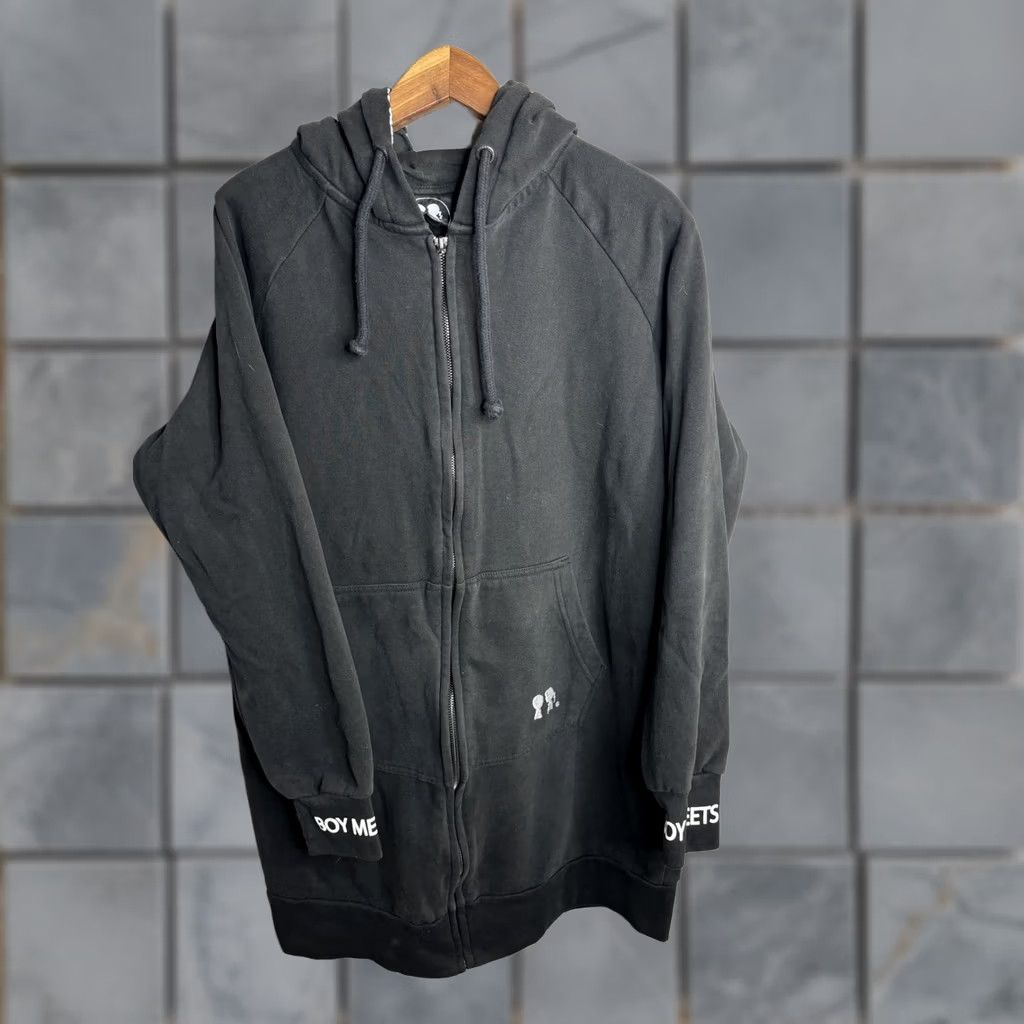 Vintage Boy Meets Girl Hoodie Womens 2XL Black Full Zip Logo Cuffs Streetwear Size XXL / US 16-18 / IT 52-54 - 1 Thumbnail