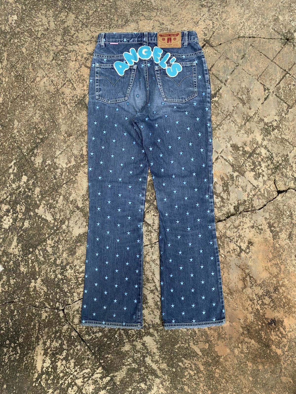 Angel Blue × Japanese Brand 2000s Angel Blue Japan Starts Dot Spell Out Embroidery Jeans Size 26" / US 2 / IT 38 - 2 Thumbnail