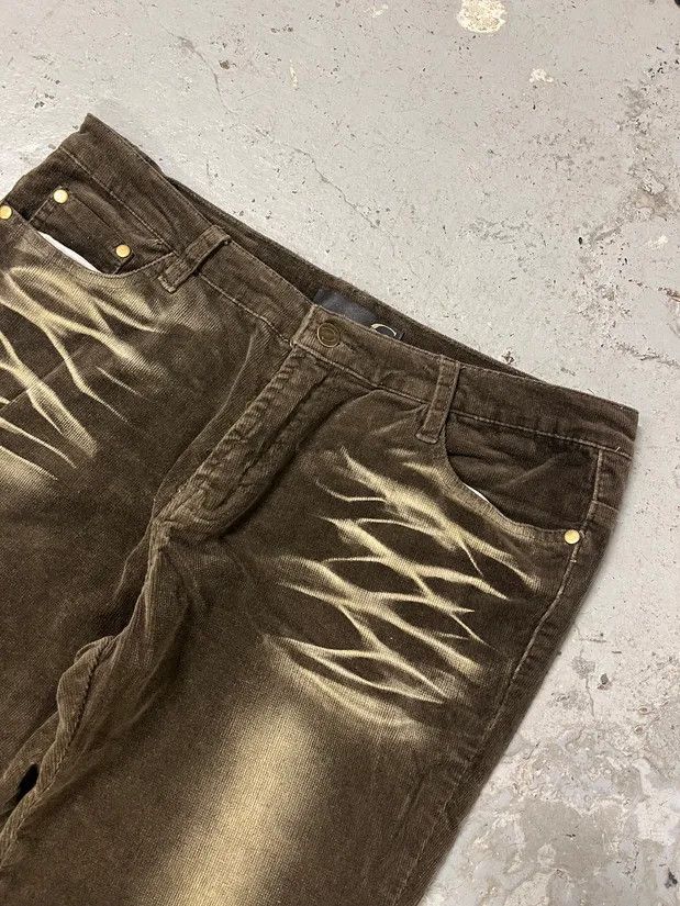 Just Cavalli × Vintage 1990s Cavalli Overprint Brown Velvet Pants Size US 32 / EU 48 - 2 Thumbnail