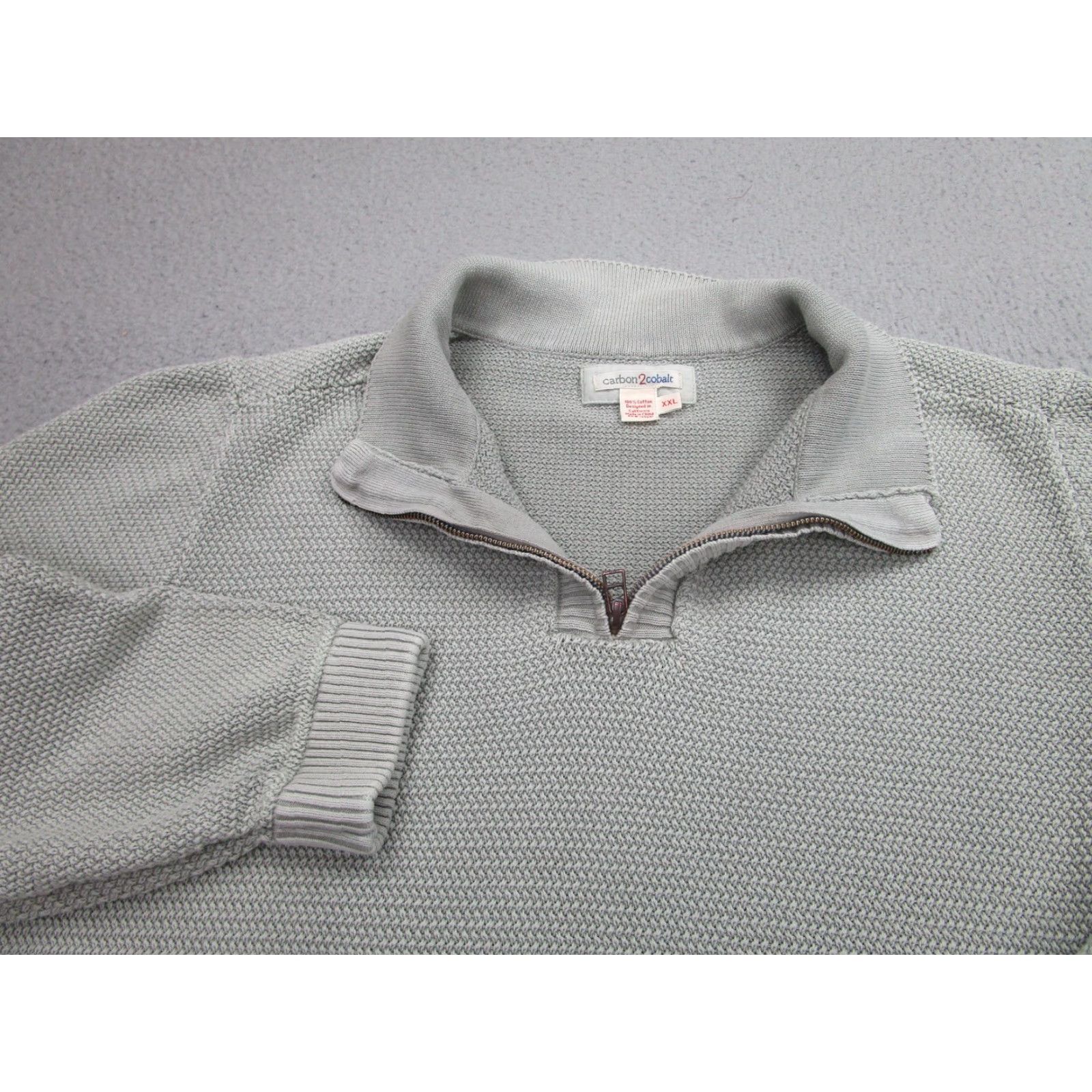 Carbon2Cobalt Carbon2Cobalt Pullover Sweater Mens 2XL Gray Knit 1/4 Zip Casual Outdoor Size US XXL / EU 58 / 5 - 3 Thumbnail