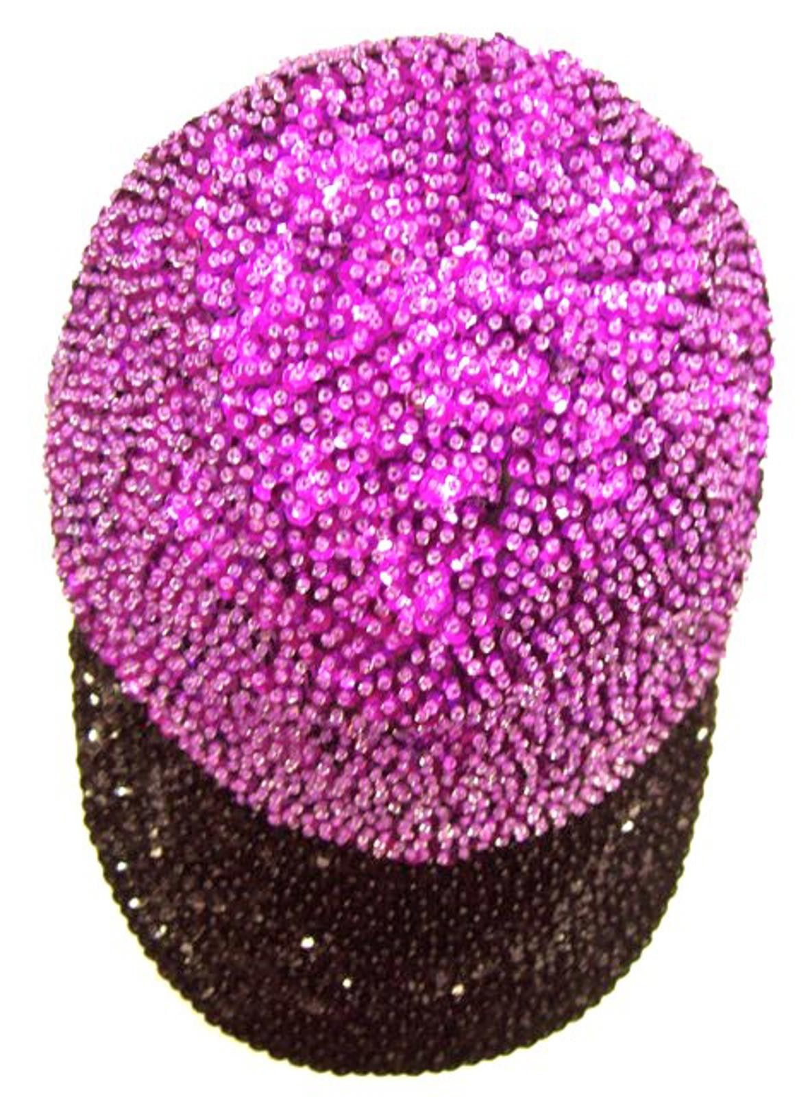 Designer Sequin Baseball Cap PURPLE w/BLACK BRIM Size ONE SIZE - 1 Preview