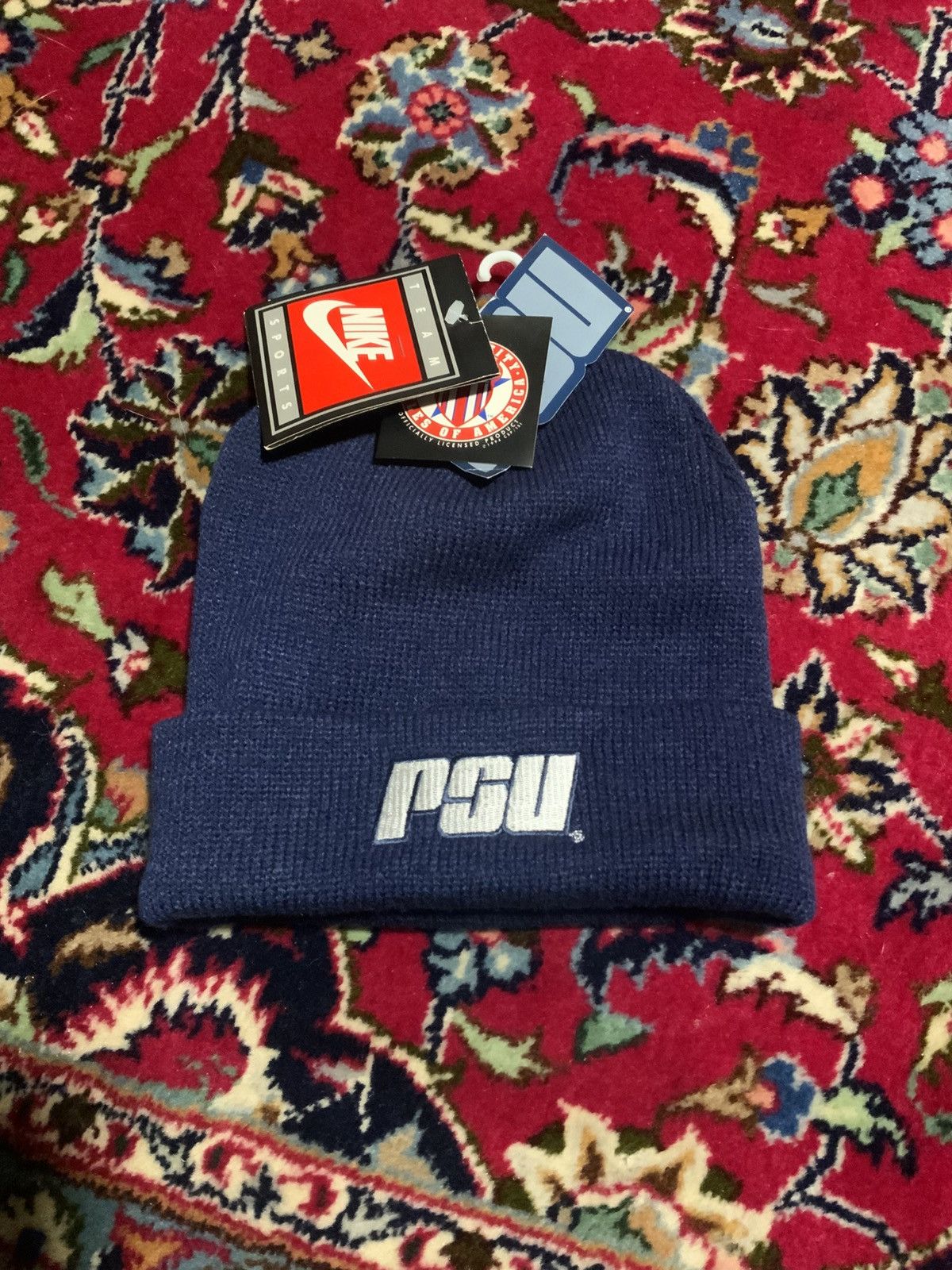 Nike 90s Vtg Team Nike PSU Penn State Nittany Lions Beanie Swoosh Size ONE SIZE - 1 Thumbnail