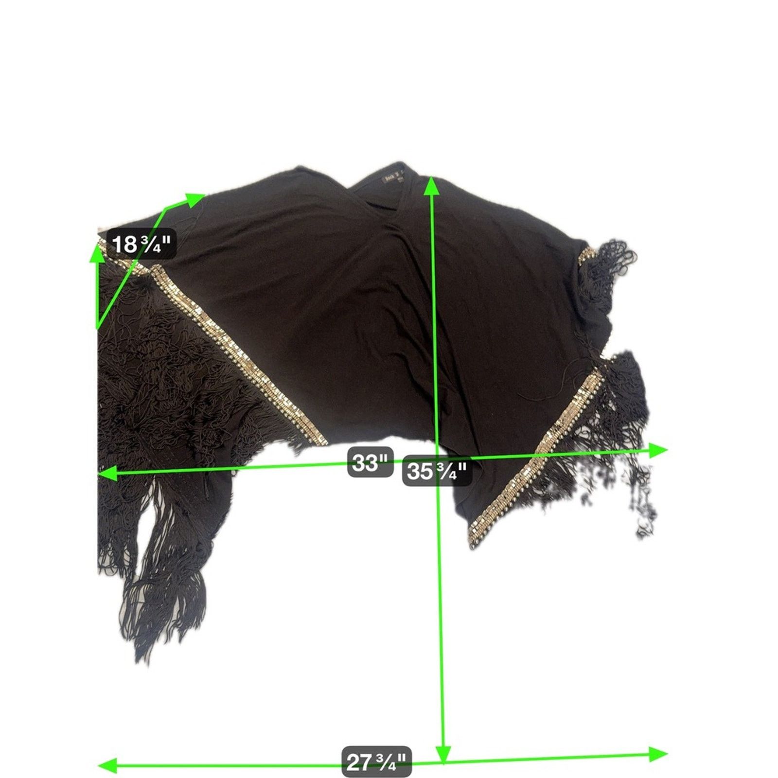A&G Rock Rock N Karma Black Fringe Poncho Beaded Overlay Cover Up Size ONE SIZE - 3 Thumbnail