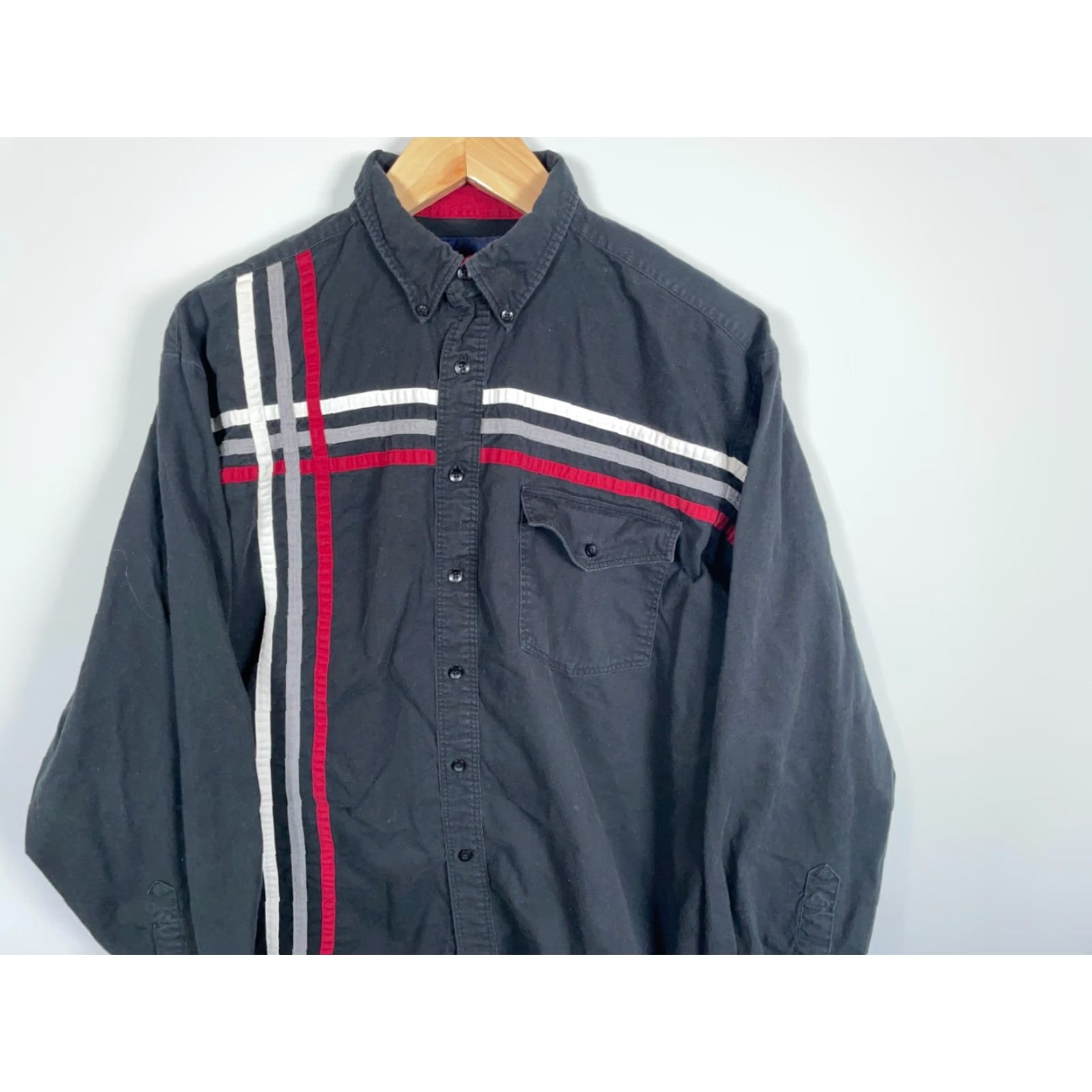 Wrangler VINTAGE Wrangler Western Shirt Men XL Black Red Gray Striped Cotton Button-Down Cowboys 90s Western Theme Mens XL Size US XL / EU 56 / 4 - 4 Thumbnail