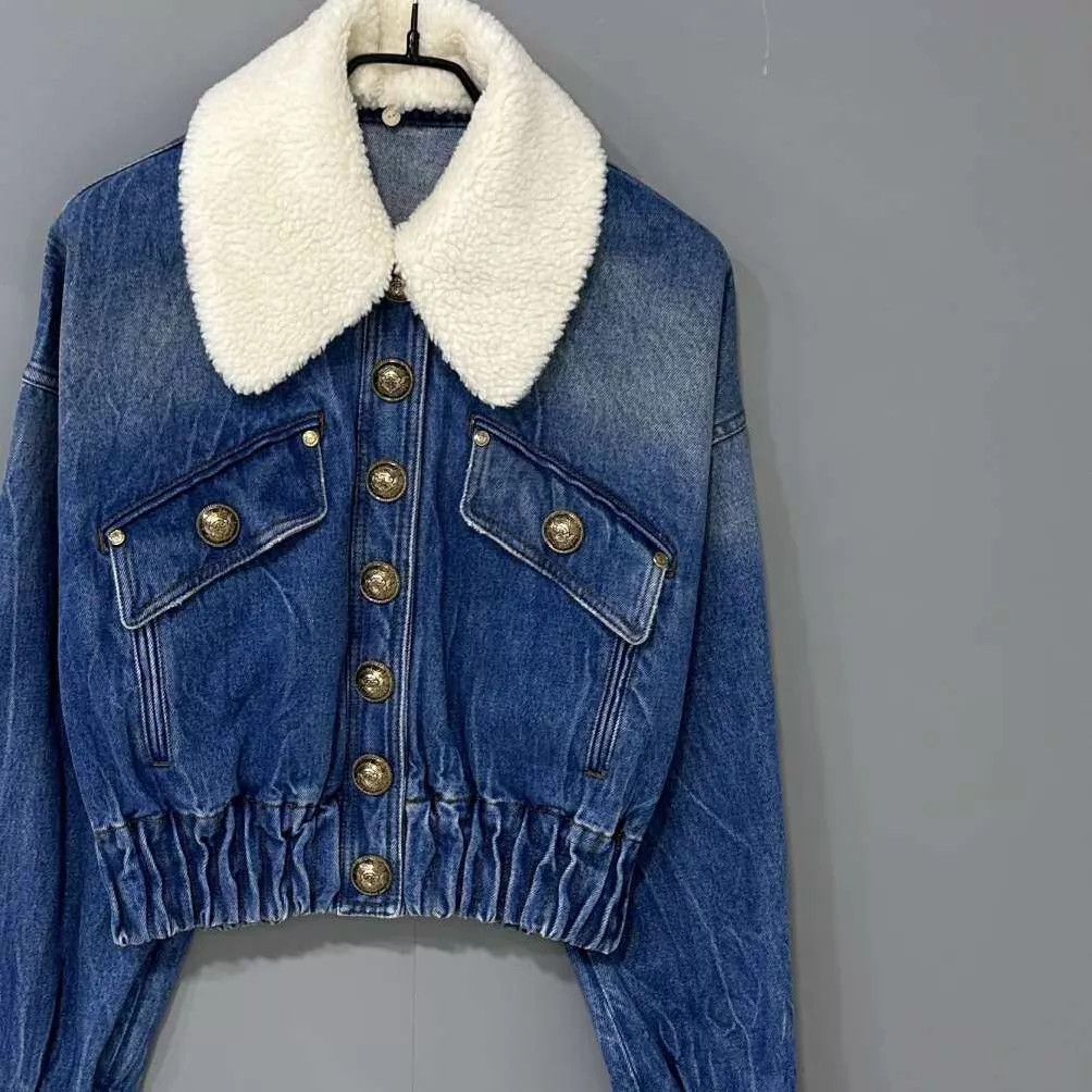 Balmain BALMAIN Shearling Collar Gold Button Denim Jkt 38 Size XS / US 0-2 / IT 36-38 - 2 Thumbnail