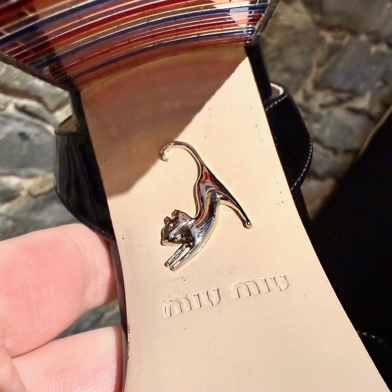 Miu Miu Miu Miu Black Patent Multicolour Heel Sandals Size US 9.5 / IT 39.5 - 9 Thumbnail