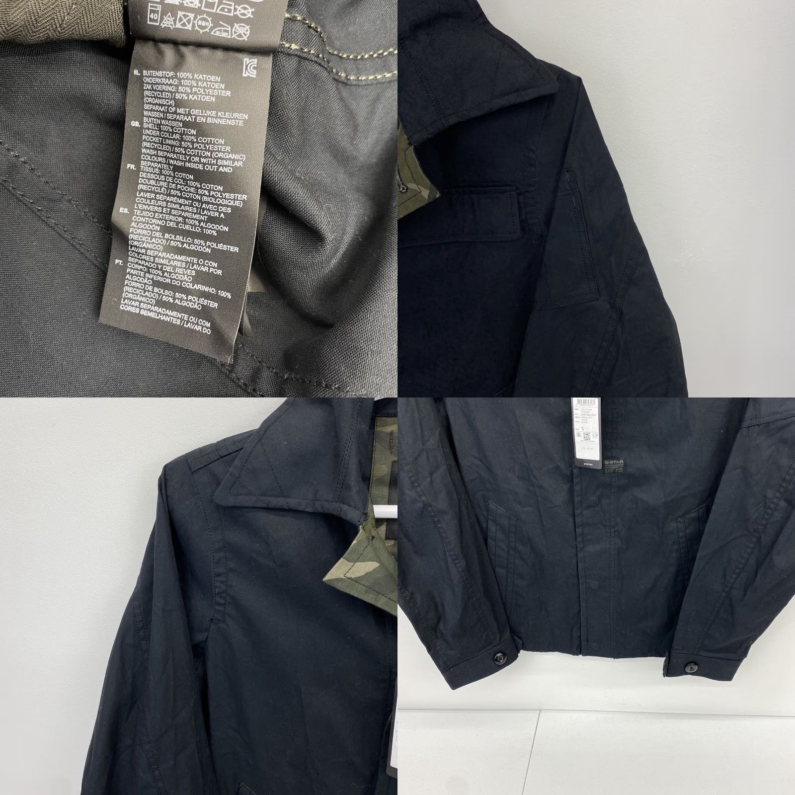 G-Star G-Star RAW Overshirt Jacket Men S Black Camouflage Pockets City Collared Canvas Cotton Snap Button Mid-Length Casual Regular Size US S / EU 44-46 / 1 - 8 Thumbnail