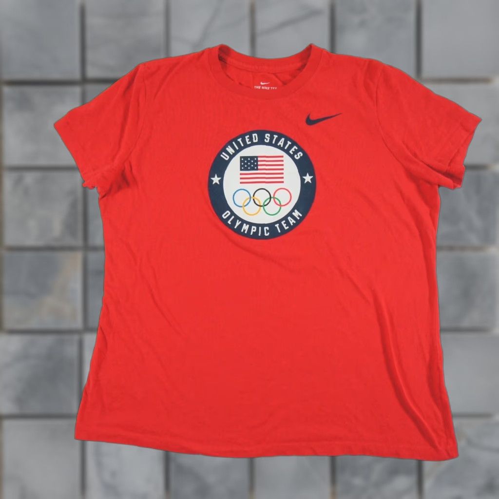 Nike Nike Shirt Women XL Red Dri-Fit Olympic Team USA T‑Shirt Short Sleeve Swoosh Casual Mens/Womens Size XL / US 12-14 / IT 48-50 - 1 Thumbnail