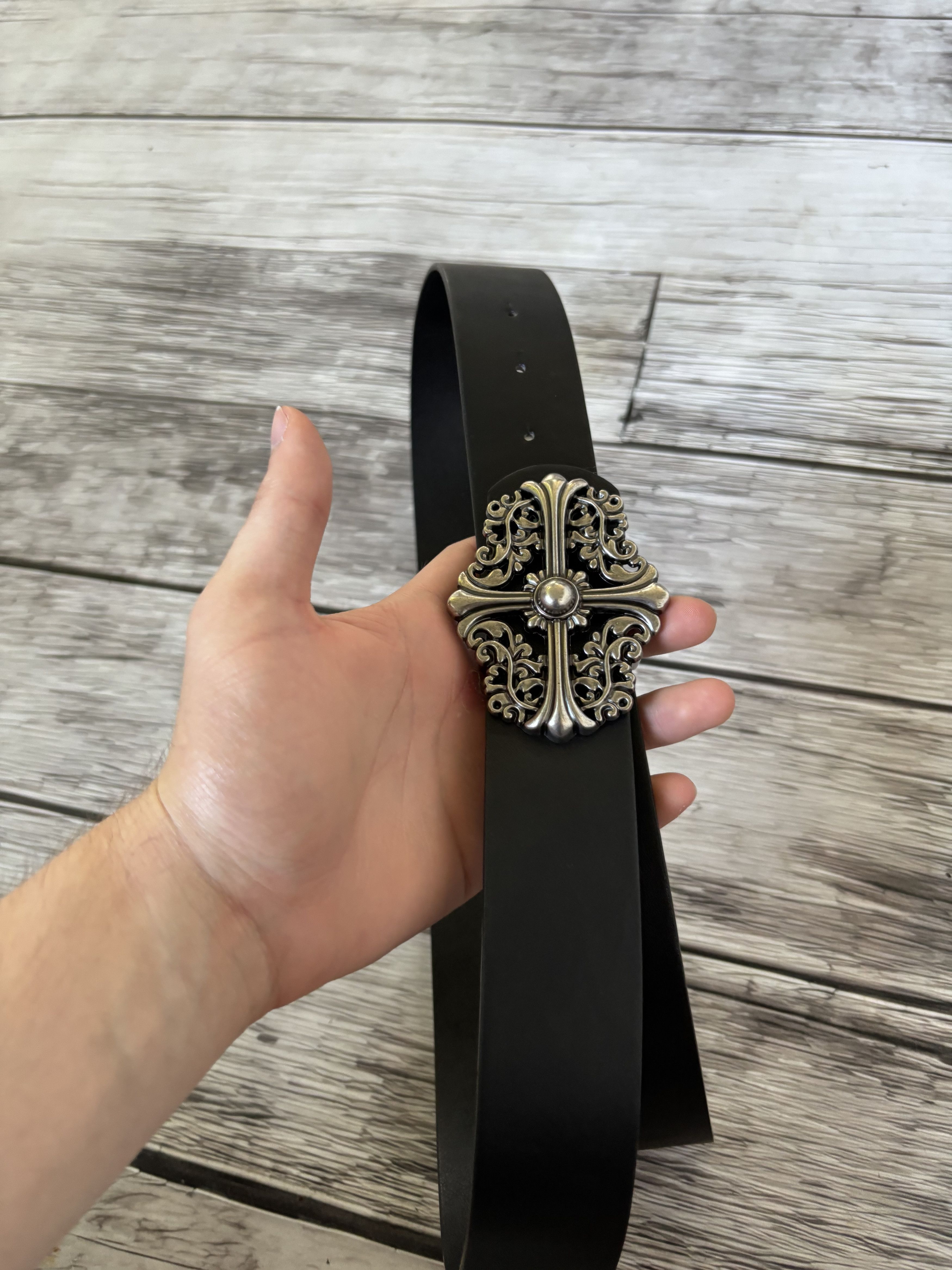 Other VTG CHROME HEARTS DIESEL STYLE HEAVY LEATHER METAL BELT Size ONE SIZE - 4 Thumbnail