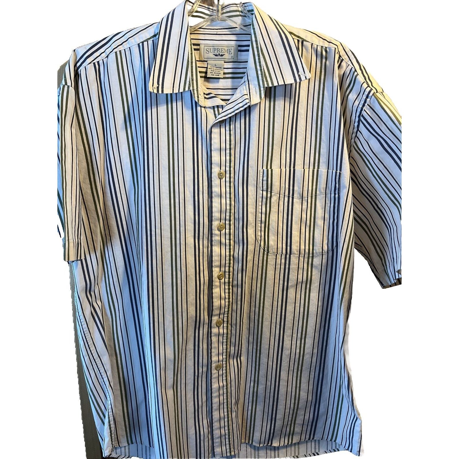 Supreme Supreme Vintage Men’s L White Blue Striped SS Cotton Shirt Size US L / EU 52-54 / 3 - 1 Thumbnail