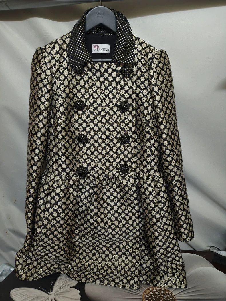 Valentino Valentino A jacquard jacket with small black flowers Size L / US 10 / IT 46 - 1 Thumbnail